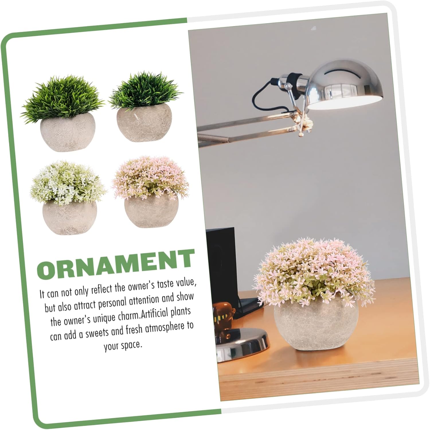 4PCS Artificial Bonsai Plants Set for Home Office Decor