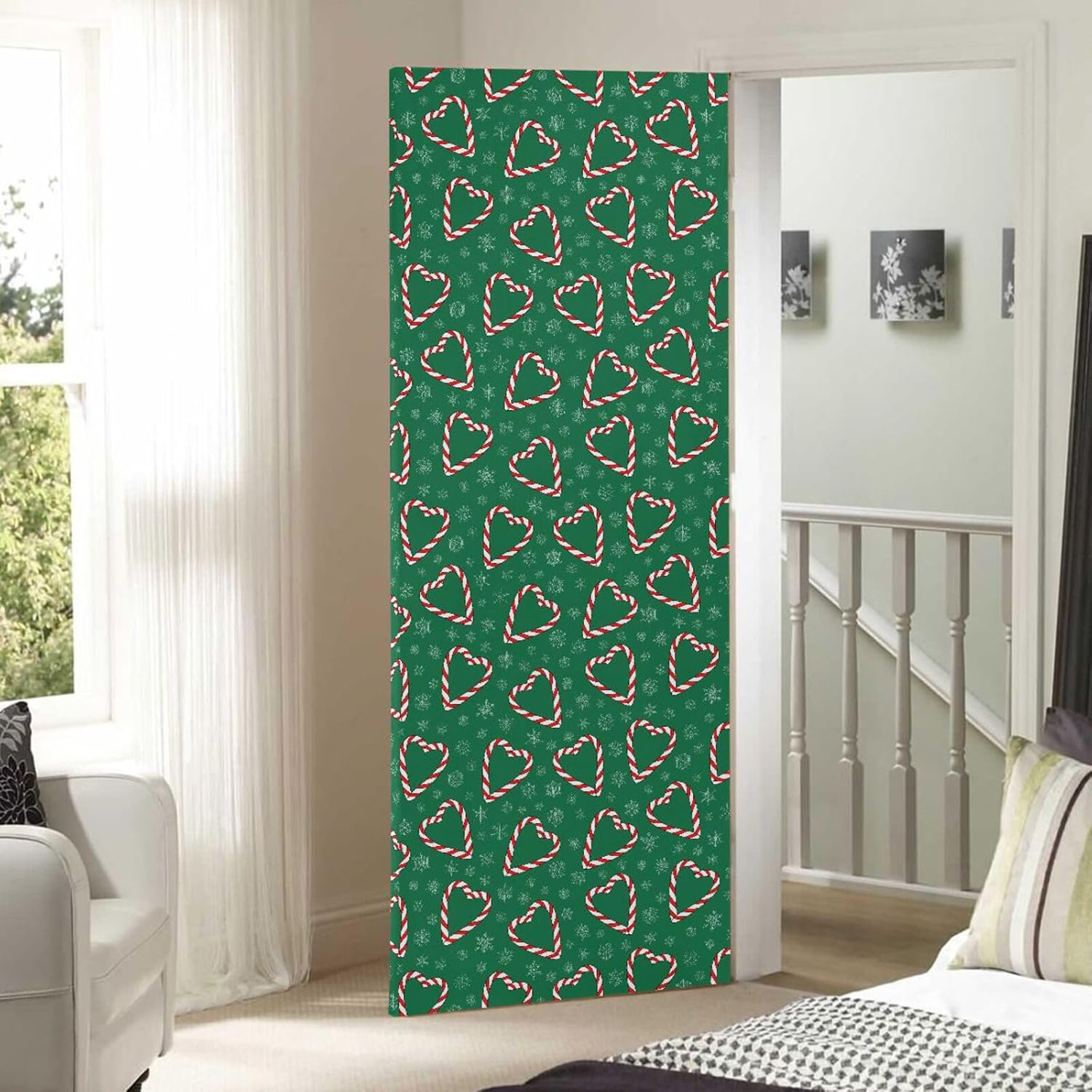 Susiyo Christmas Candies Heart Door Cover Stretch Fabric for Home Party Decorations 32x79 in