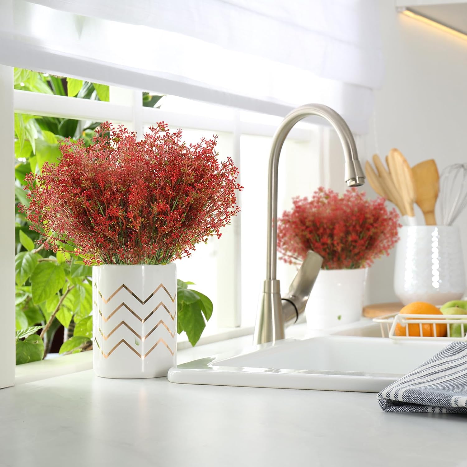 XEOLIAN Artificial Plants 12 Bundles UV Resistant Faux Greenery for Indoor Outdoor Decor