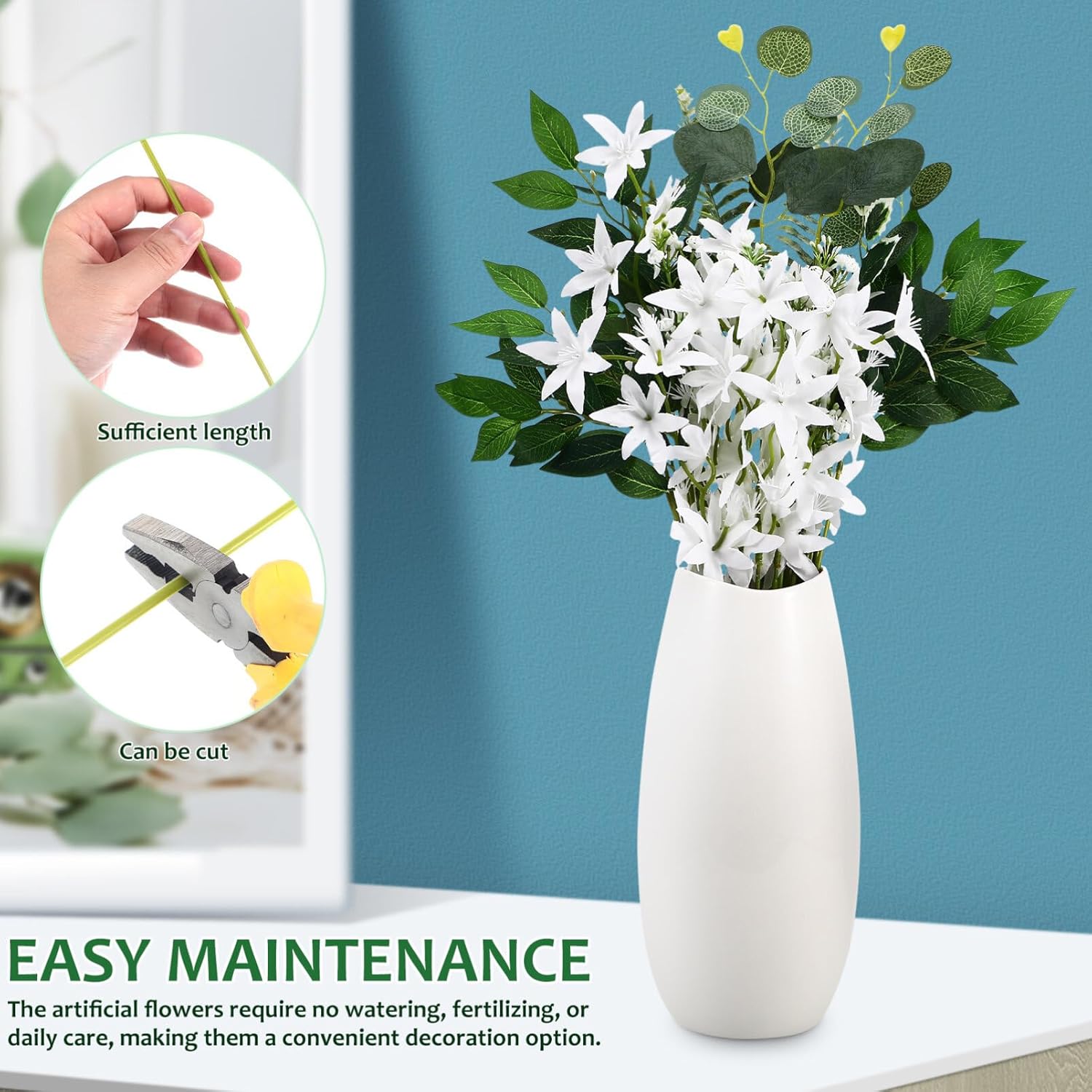 Kichvoe Artificial Greenery Stems Box Set 60pcs 6 Types