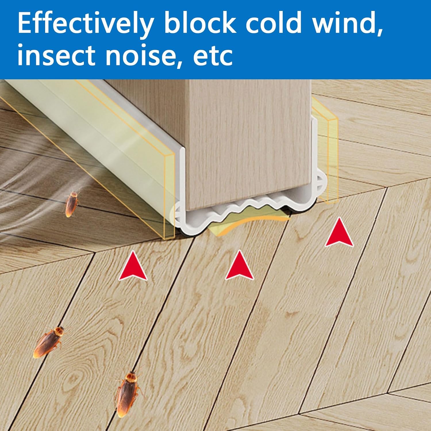 INCREWAY 39 Inch Free Cutting Door Draft Blocker Stopper Insulator Weather Stripping Noise Stopper Strong Adhesive White