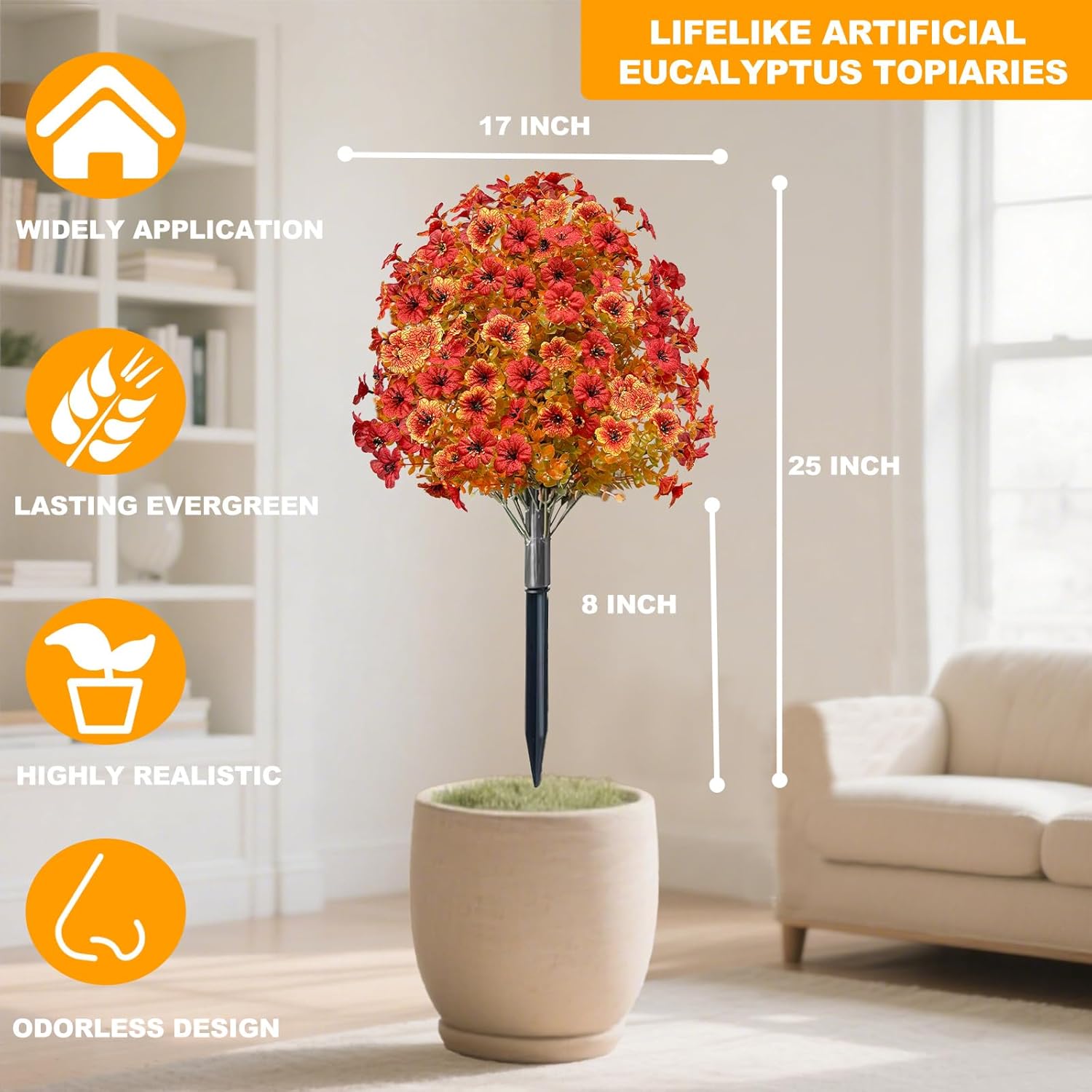 2 Pack Artificial Boxwood Topiary with Fall Mums Flowers