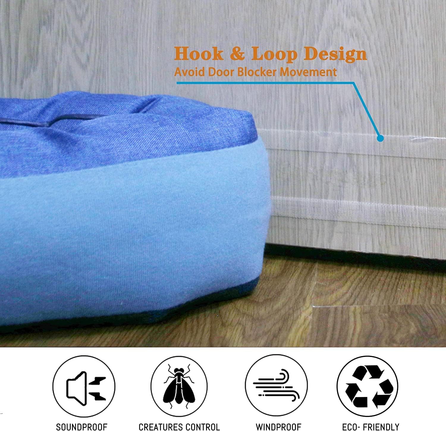 TORRAMI 32 Inch Door Draft Stopper Blue Triangle
