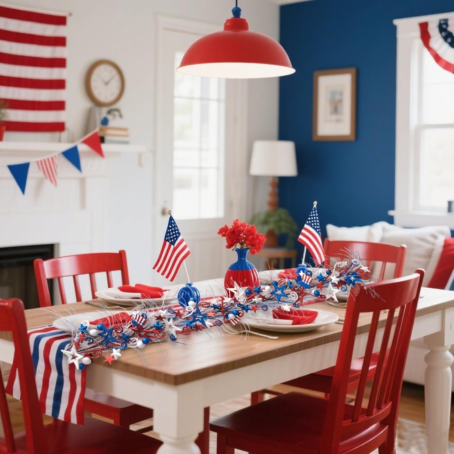 Bibelot 59ft Patriotic Wreath Garland for 4th of July Decor