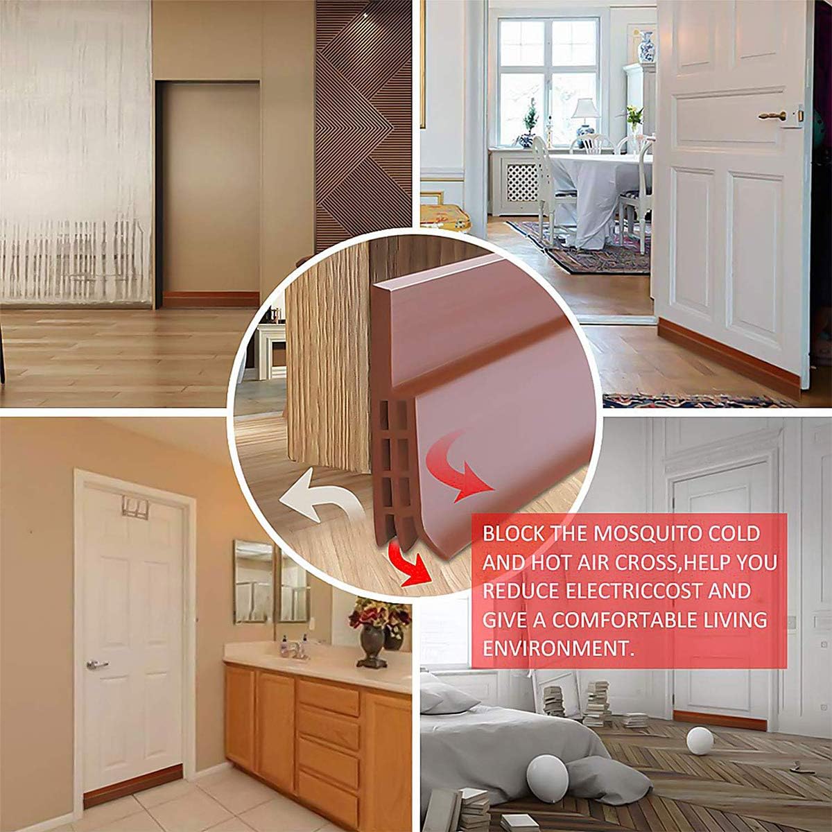 Suptikes 2 Pack Door Draft Stopper Brown 2 W x 39 L