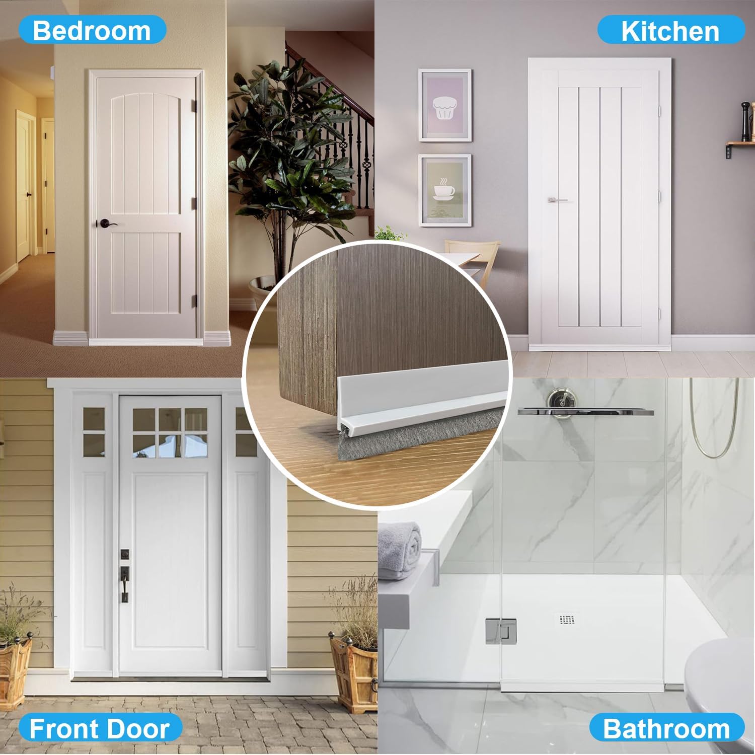 1 PCS Door Draft Stopper with Brush - 2 W x 39 L White