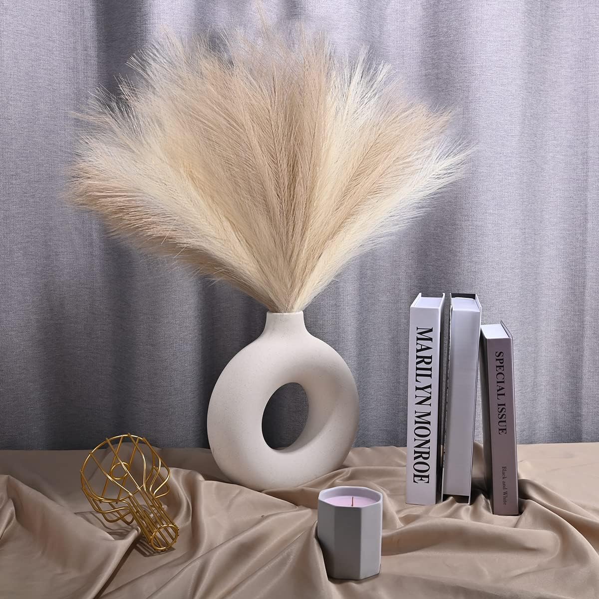 U-LIAN Faux Pampas Grass Beige 24 Inch 24PCS Decor