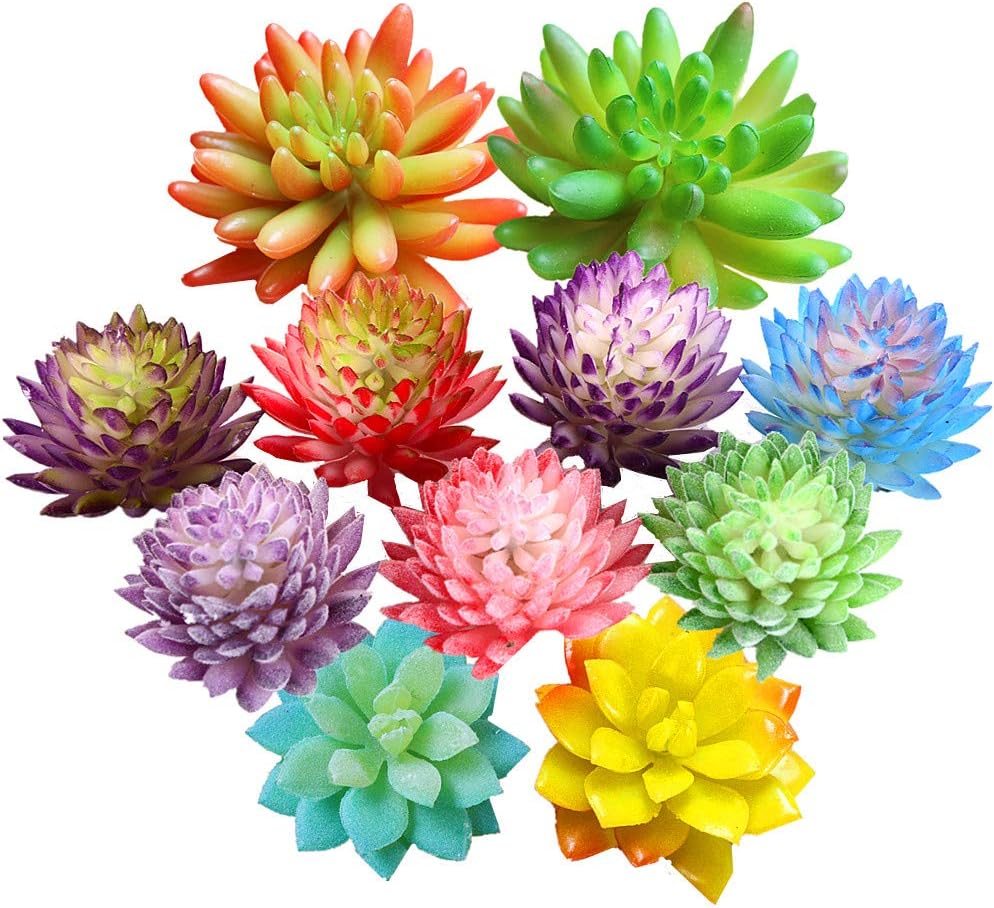 Zhiheng 11PCS Assorted Multicolor Artificial Succulent Plants