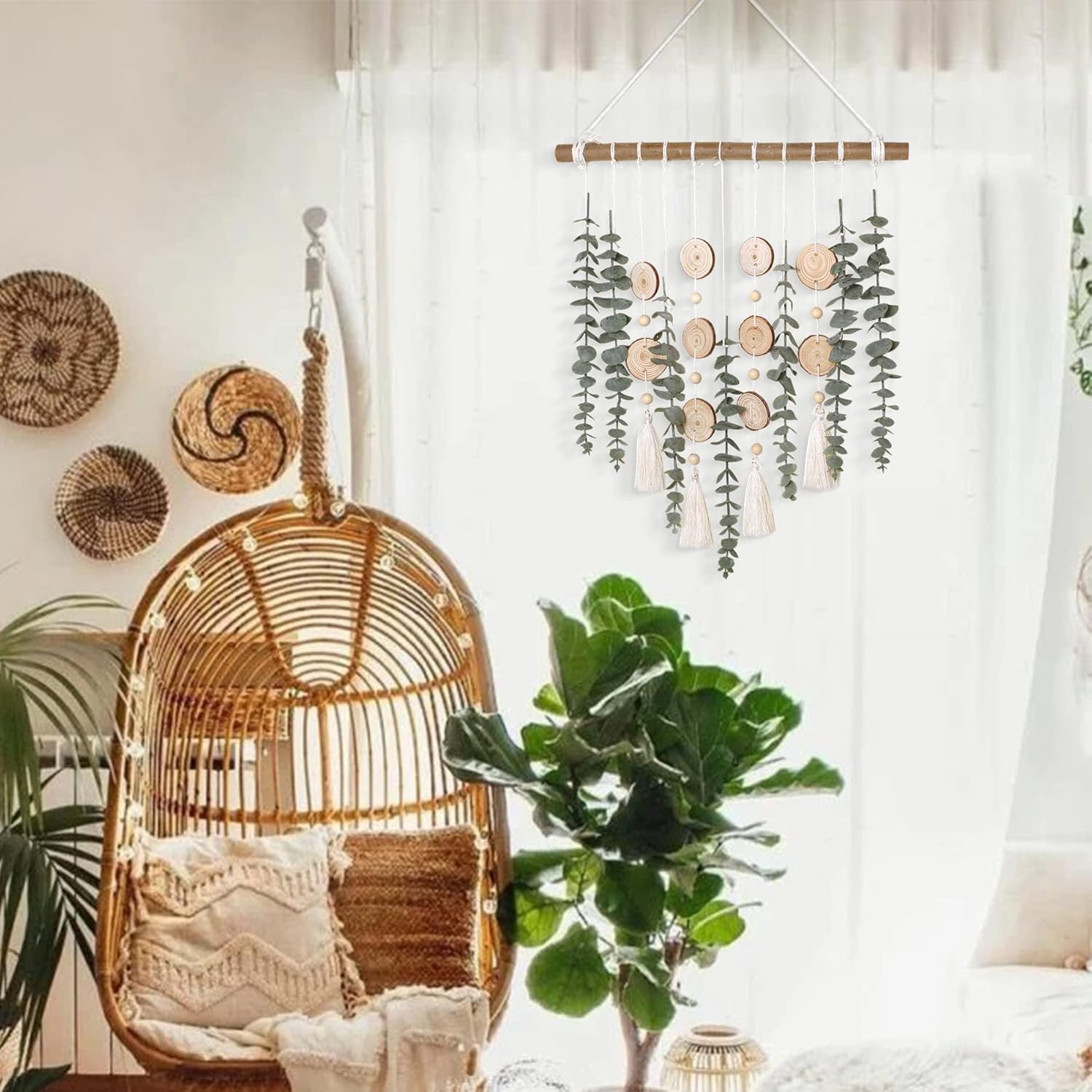 Boho Wall Decor Artificial Eucalyptus Leaves Hanging Plant
