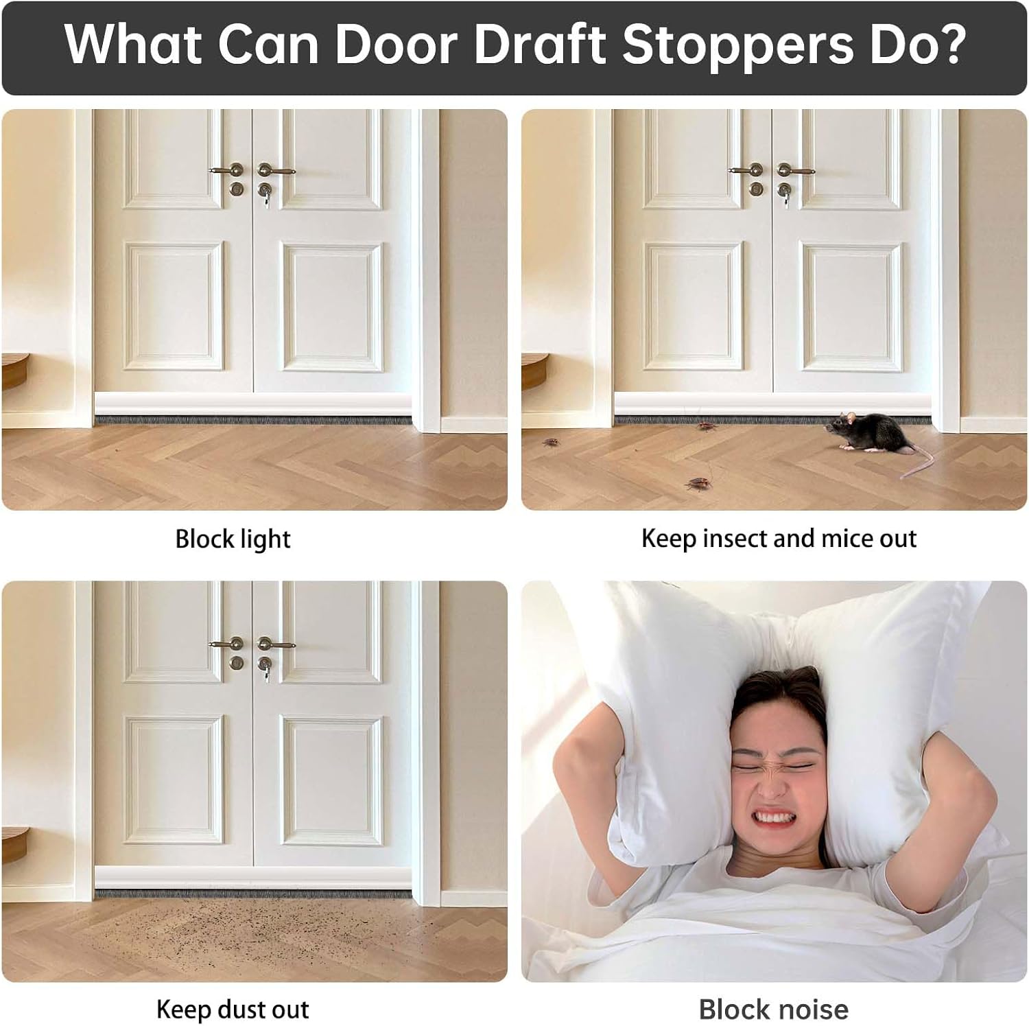 Self-Adhesive Door Sweep with Brush 3937 Inch Bottom Door Seal for Noise Dust Temperature Control