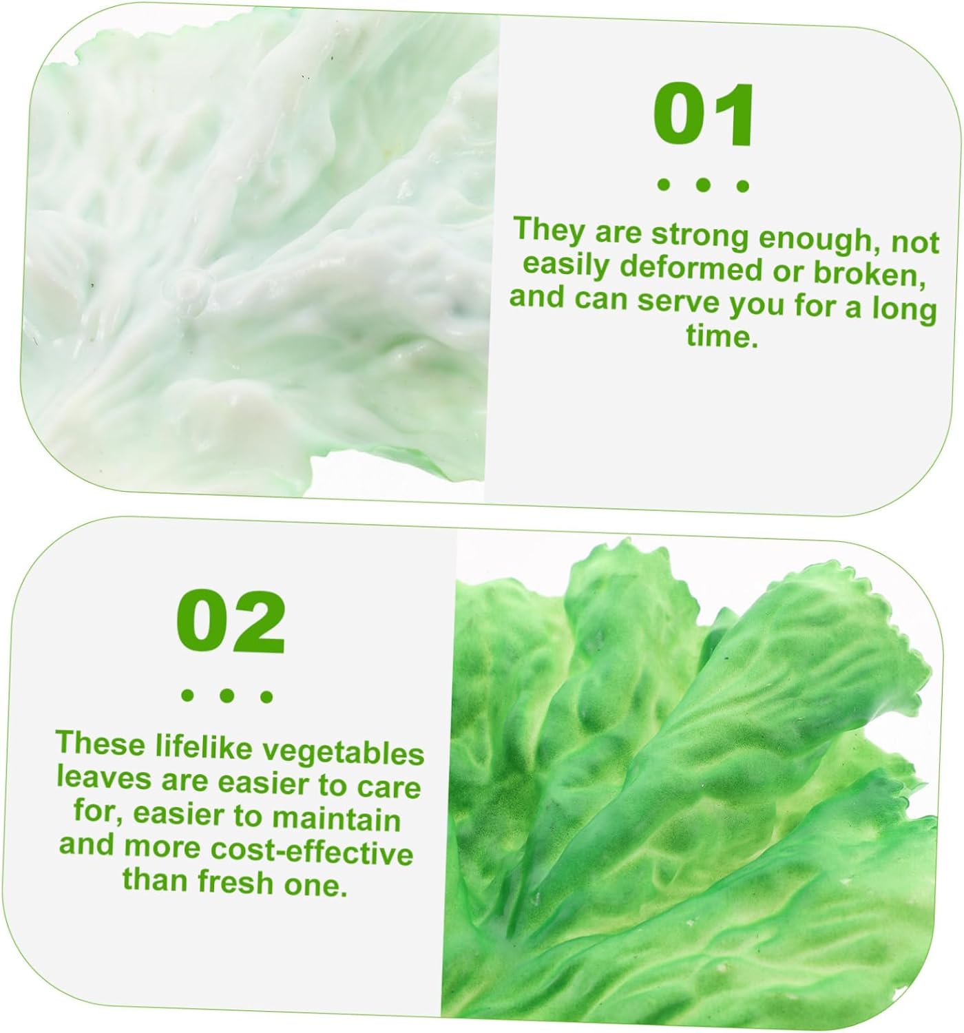 Magiclulu 5 Pcs Realistic Lettuce Leaf Props for Home Kitchen Decoration