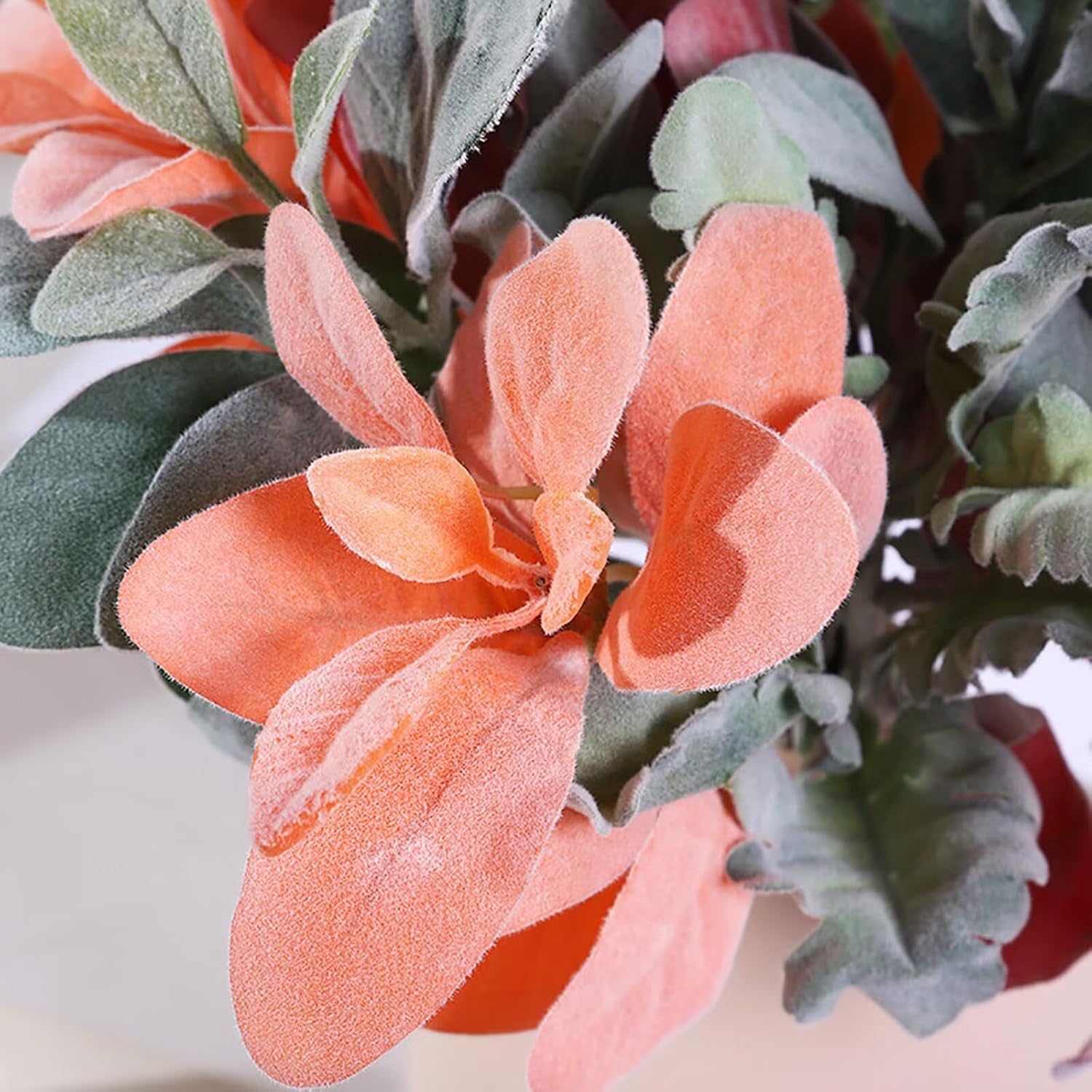 Lovmeety 6 Pcs Artificial Flocked Lambs Ear Stems