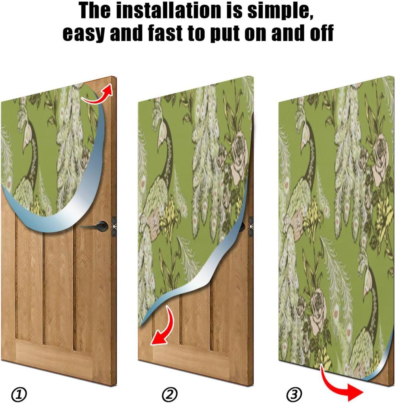 Susiyo Retro Green Peacock Door Cover Fabric Decor 36x98in