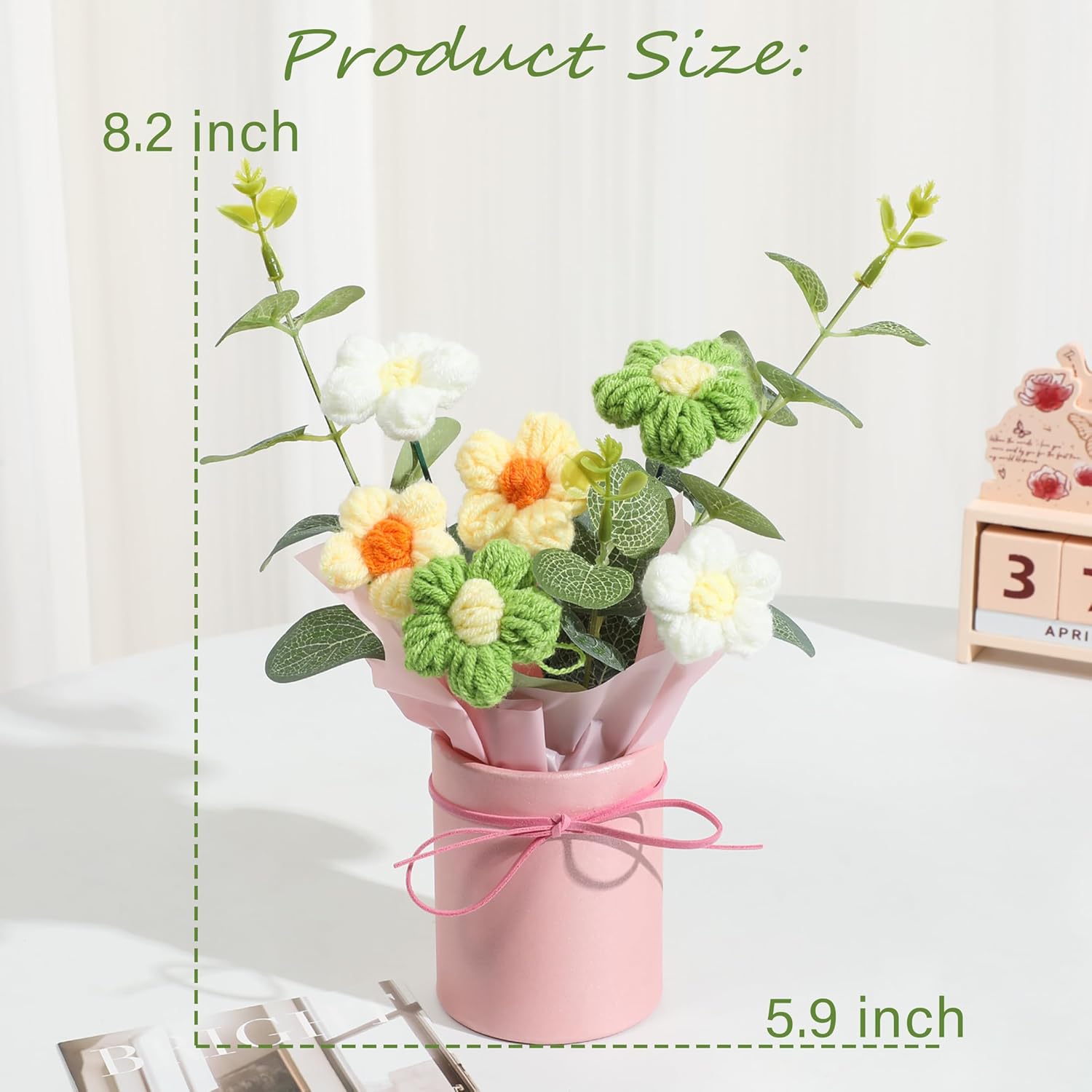 Vynora Crochet Daisy Flowers Bouquet Yellow