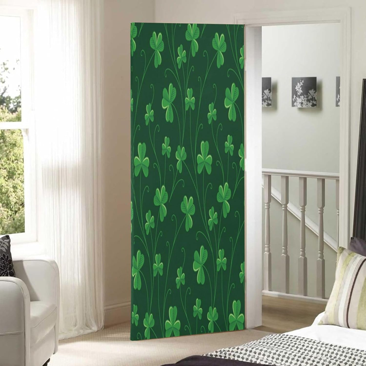 Susiyo Green Clover Halloween Door Cover 32x79in