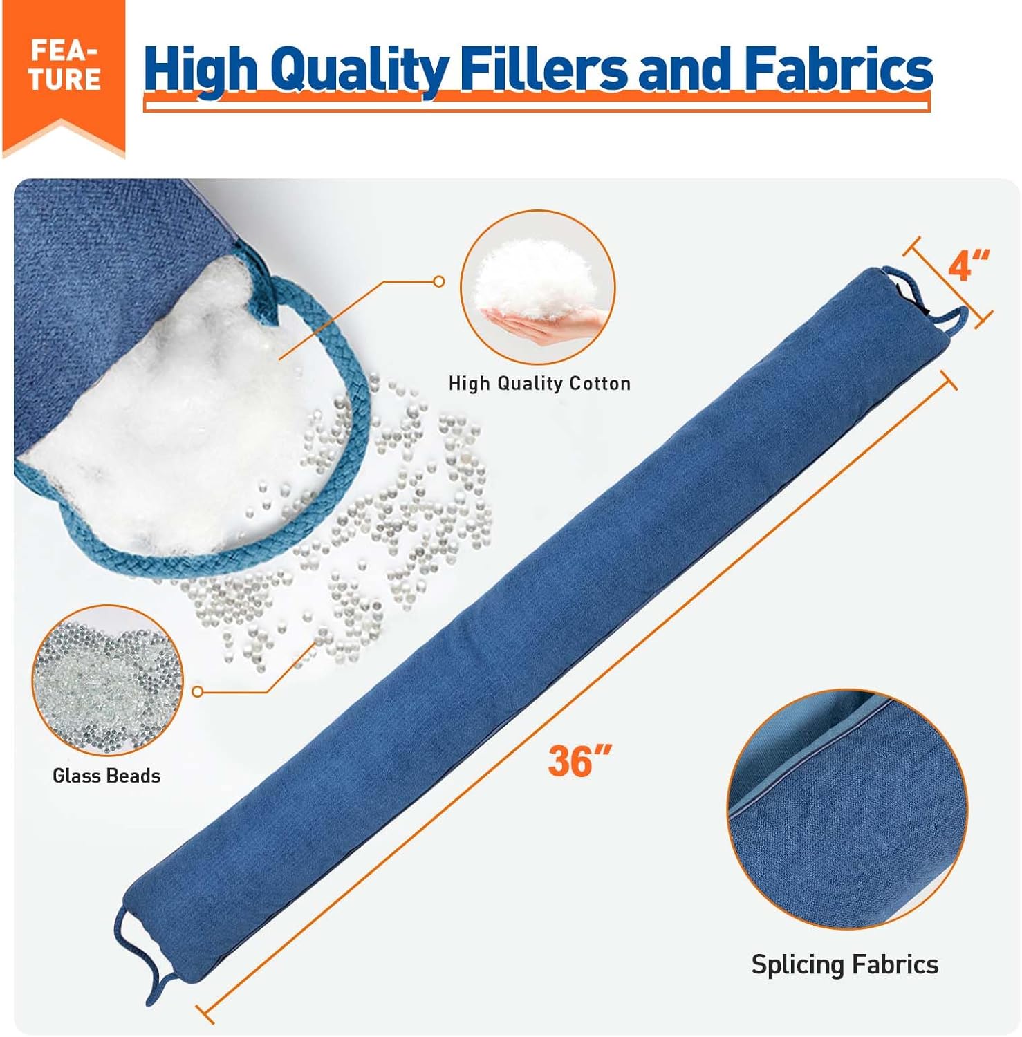 MAGZO Door Draft Stopper 36 Inch Blue Wind Blocker