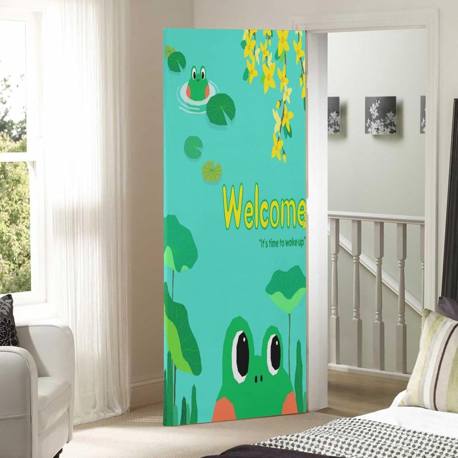 Susiyo Hello Spring Frog Halloween Door Cover 32x79 in