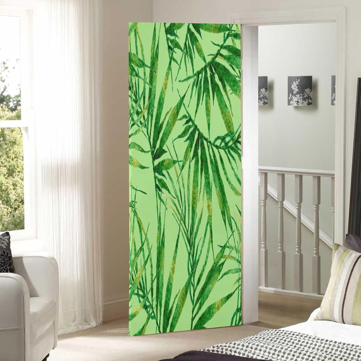 Susiyo Watercolor Chaotic Palm Green Door Cover Xmas Decor