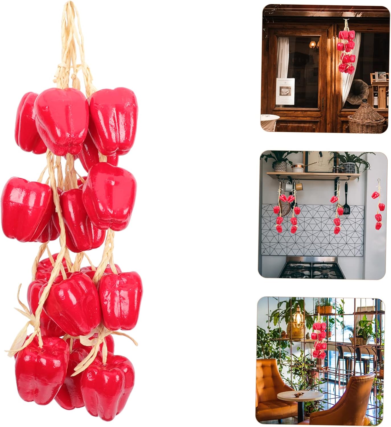 5Pcs Simulation Pepper String Artificial Vegetable Hanging Decor for Farmhouse Style and Photography Props