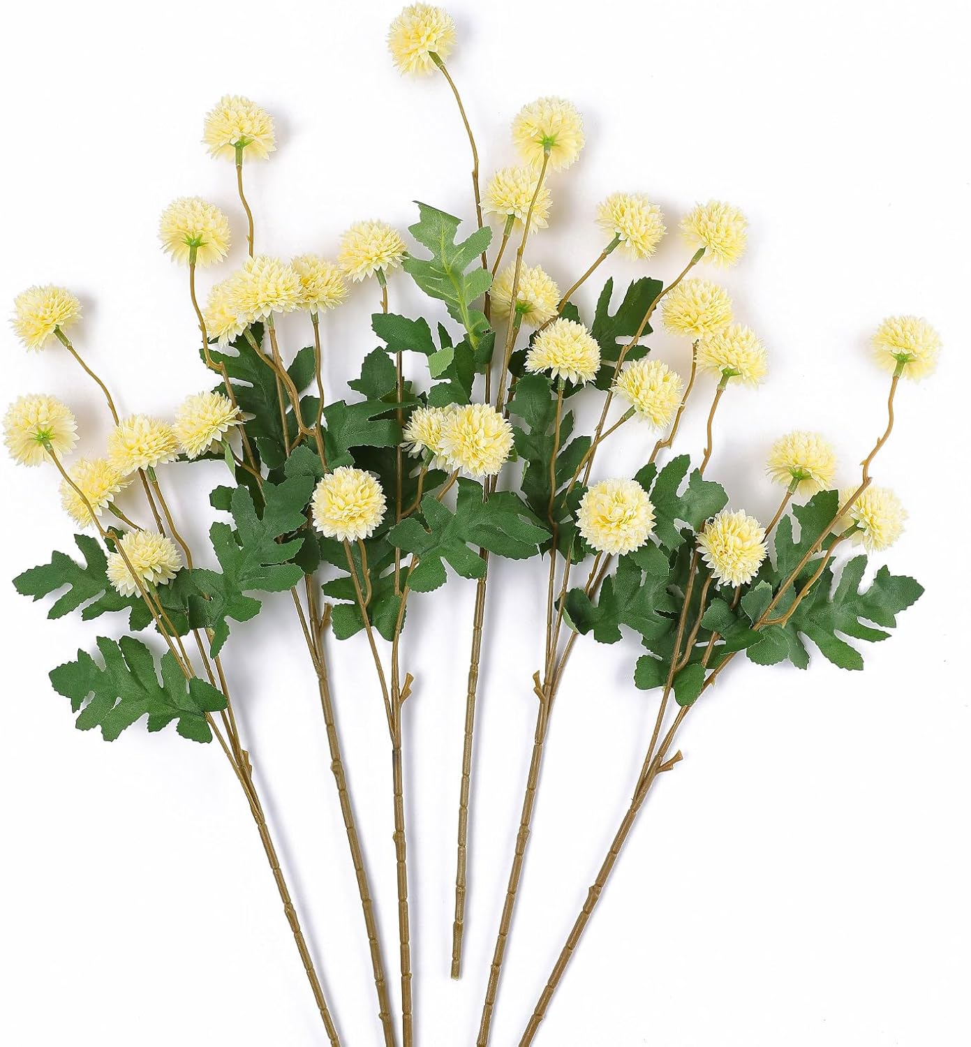 Mizii 6Pcs Yellow Artificial Chrysanthemums with Stems