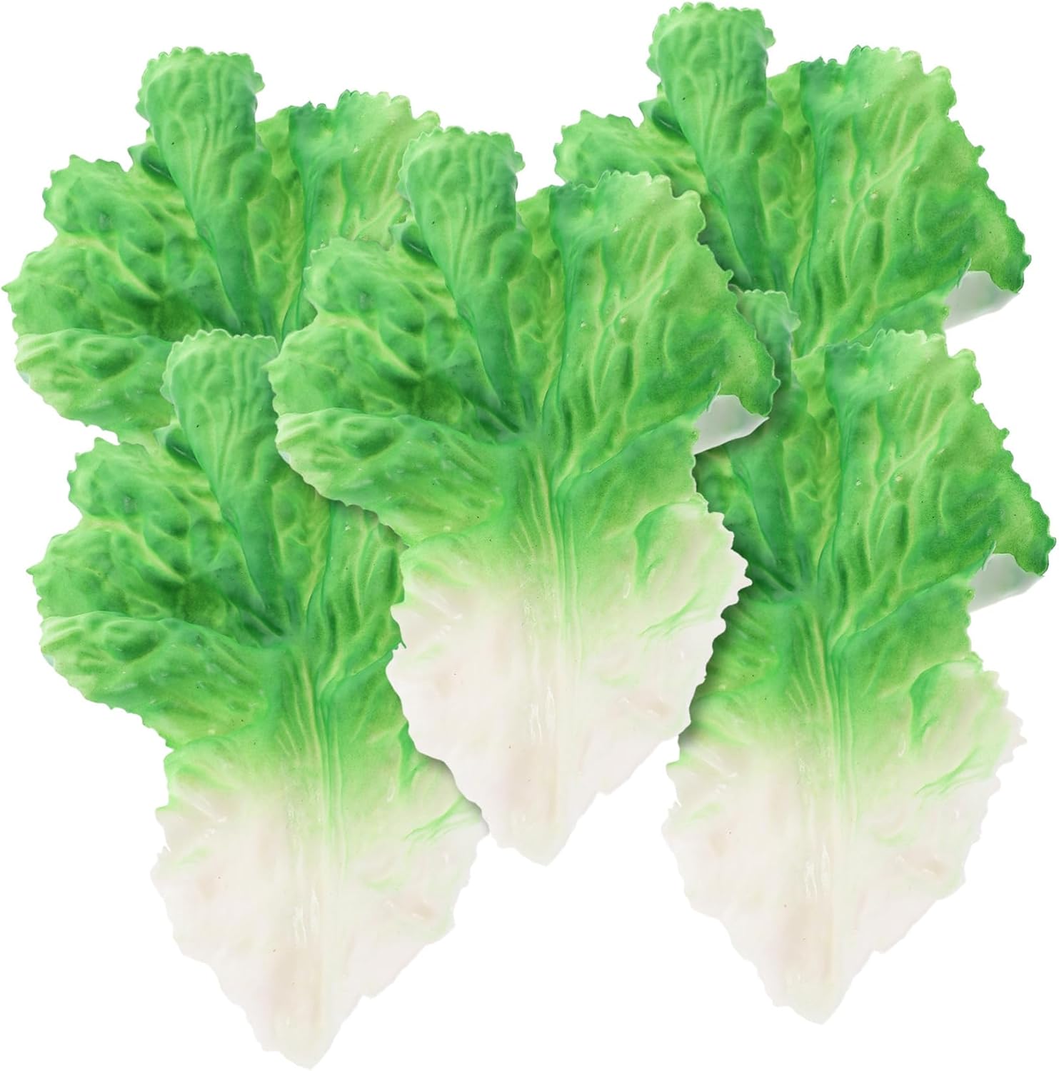 Magiclulu 5 Pcs Realistic Lettuce Leaf Props for Home Kitchen Decoration