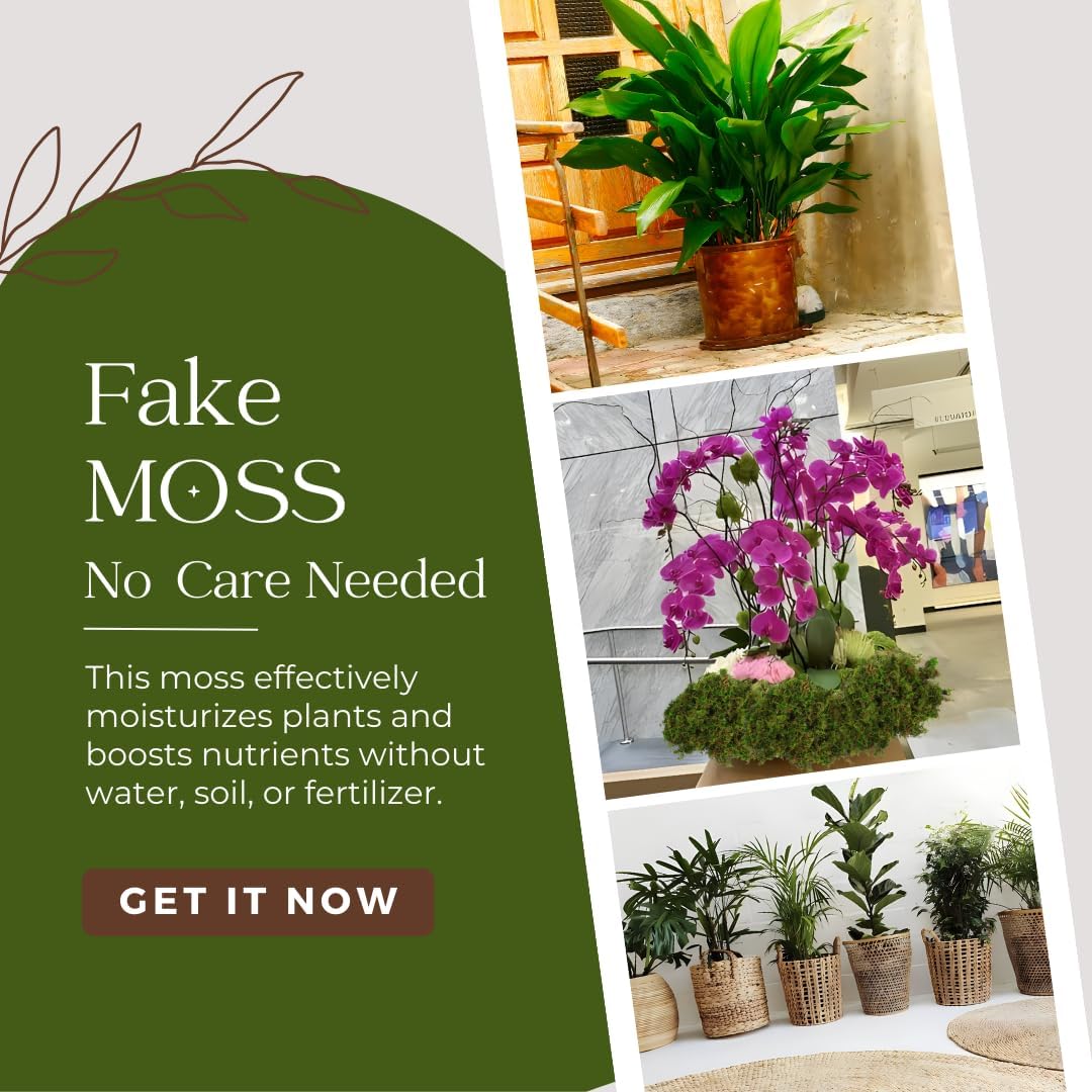 BYHER Artificial Moss for Indoor Plants 16OZ Green Faux Moss