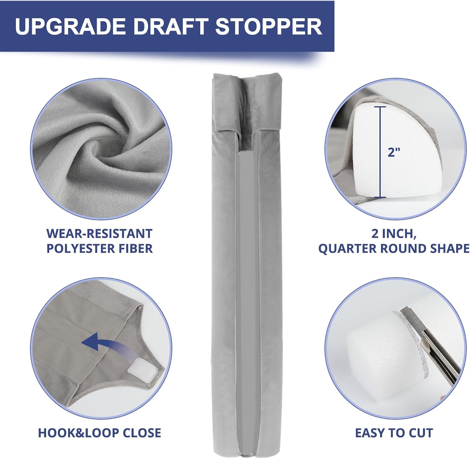 Hador Door Draft Stopper 32 Inch Double Sided Grey