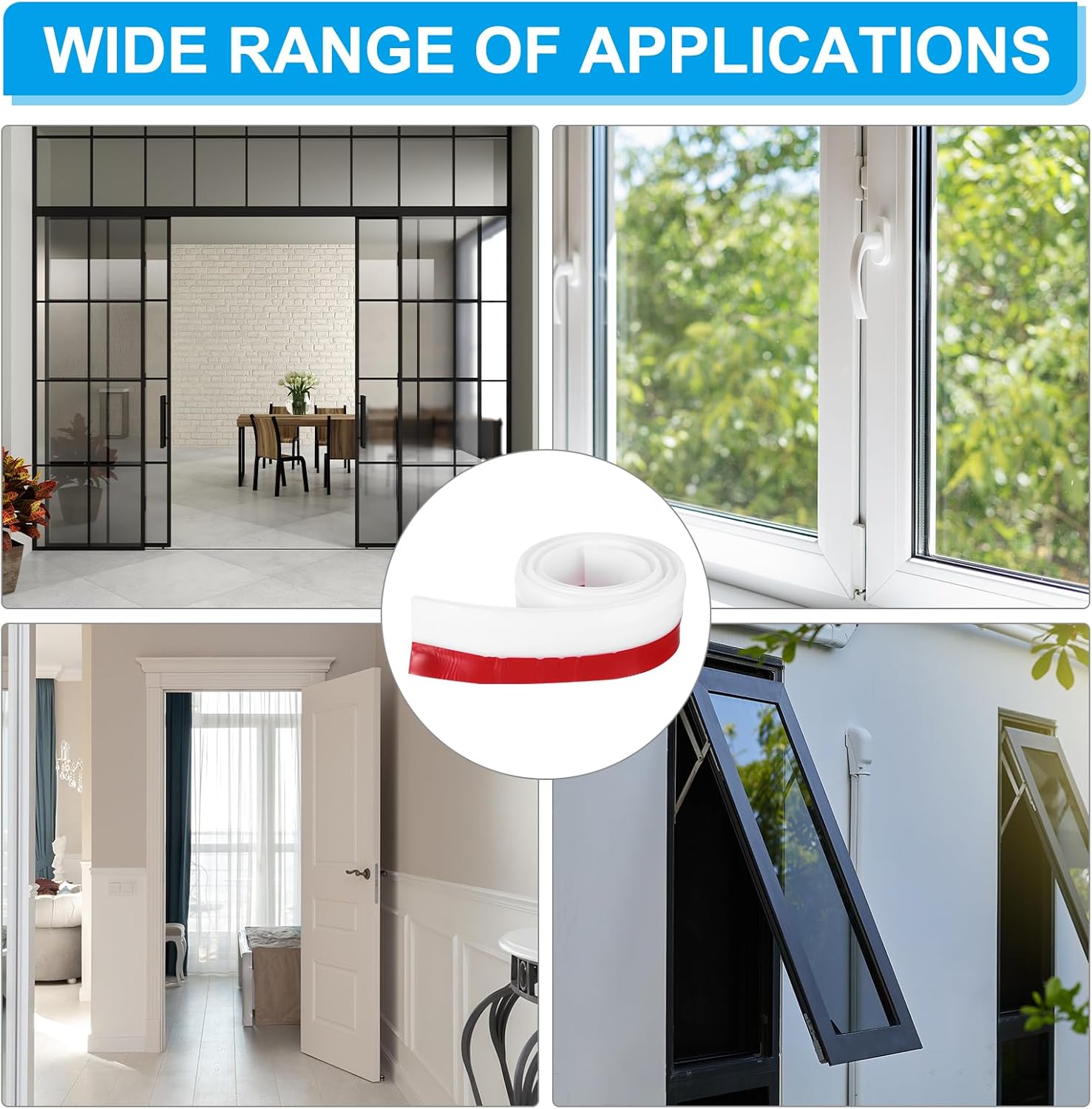 PATIKIL Door Draft Stopper 2 Pack 33FT White Silicone Seal Strips