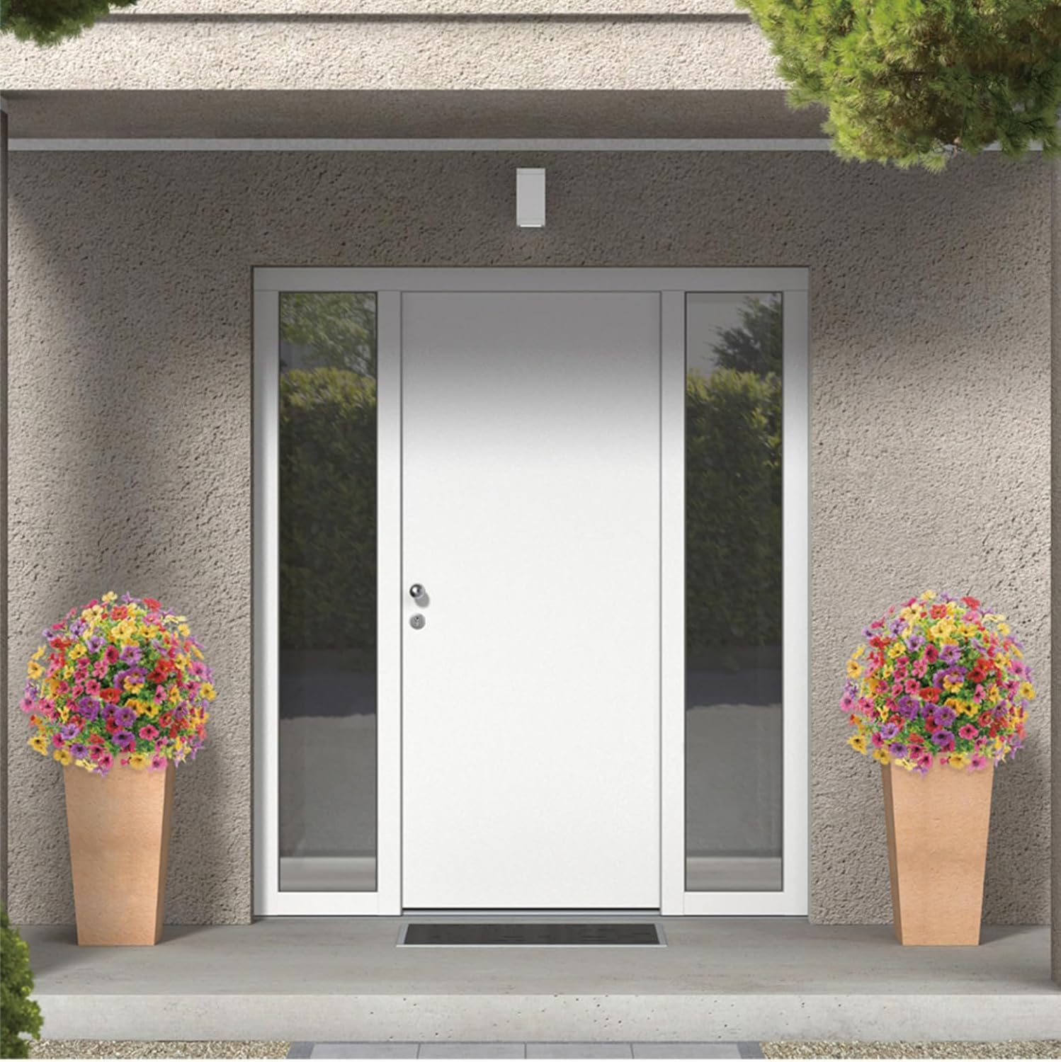 Artificial Flower Garden Stake 24 Multicolor UV Resistant Plastic Faux Greenery