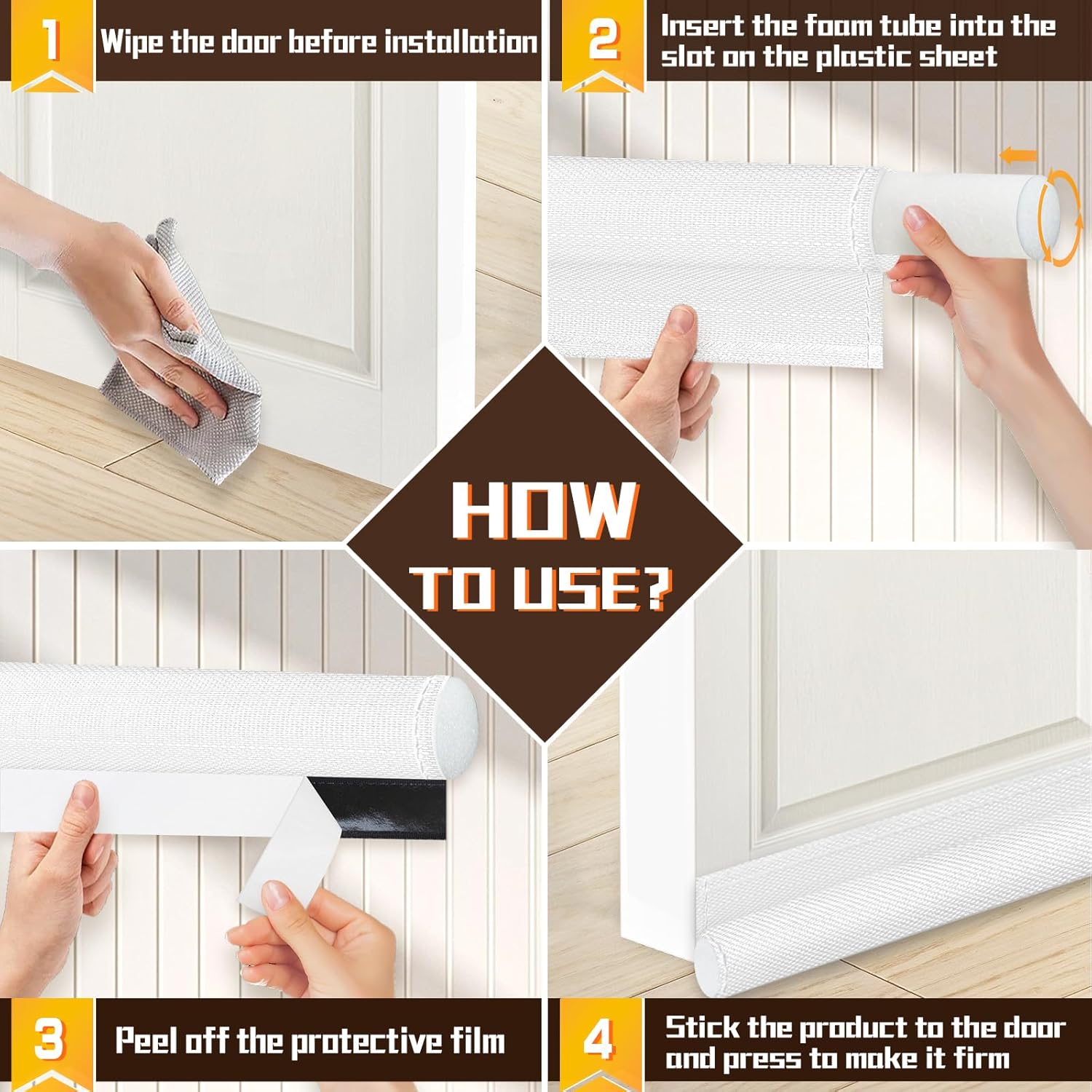KRUI Door Draft Stopper 36 Inches White