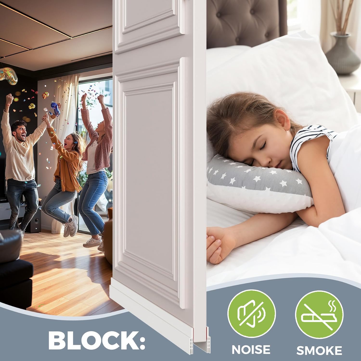 2PCS White Door Draft Blocker with Strong Adhesive