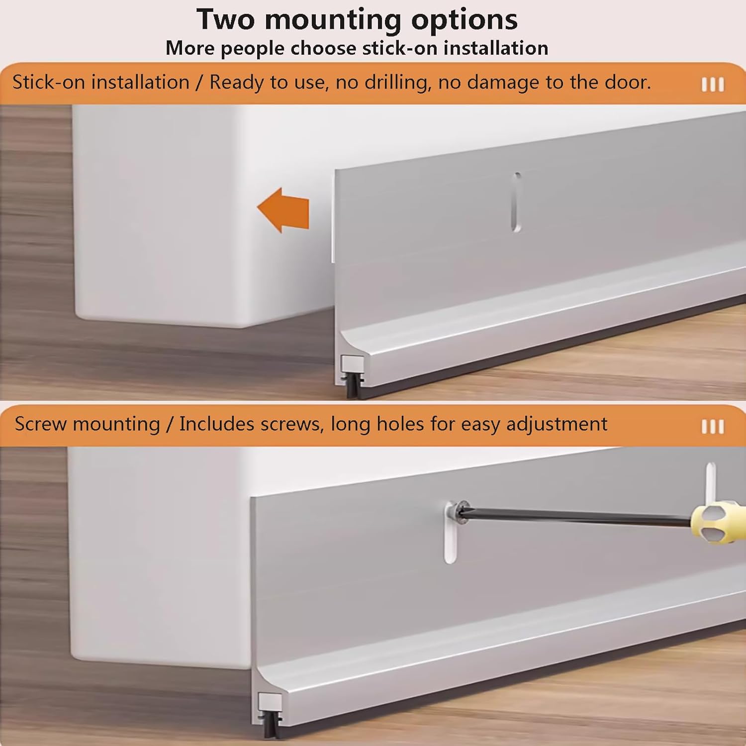 Hailm 2 Pack Door Draft Stopper Aluminum Bottom Seal