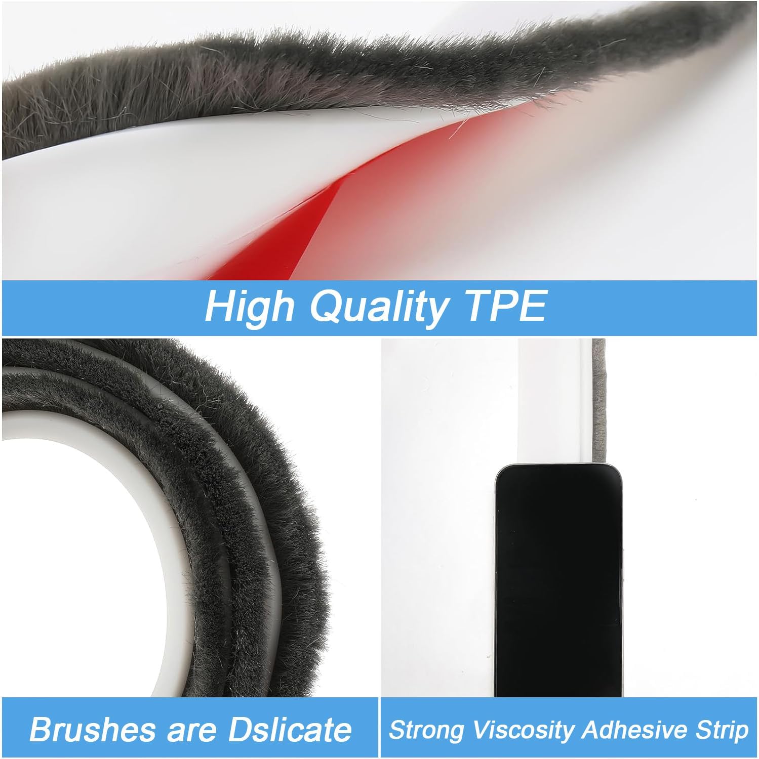 1 PCS Door Draft Stopper with Brush - 2 W x 39 L White