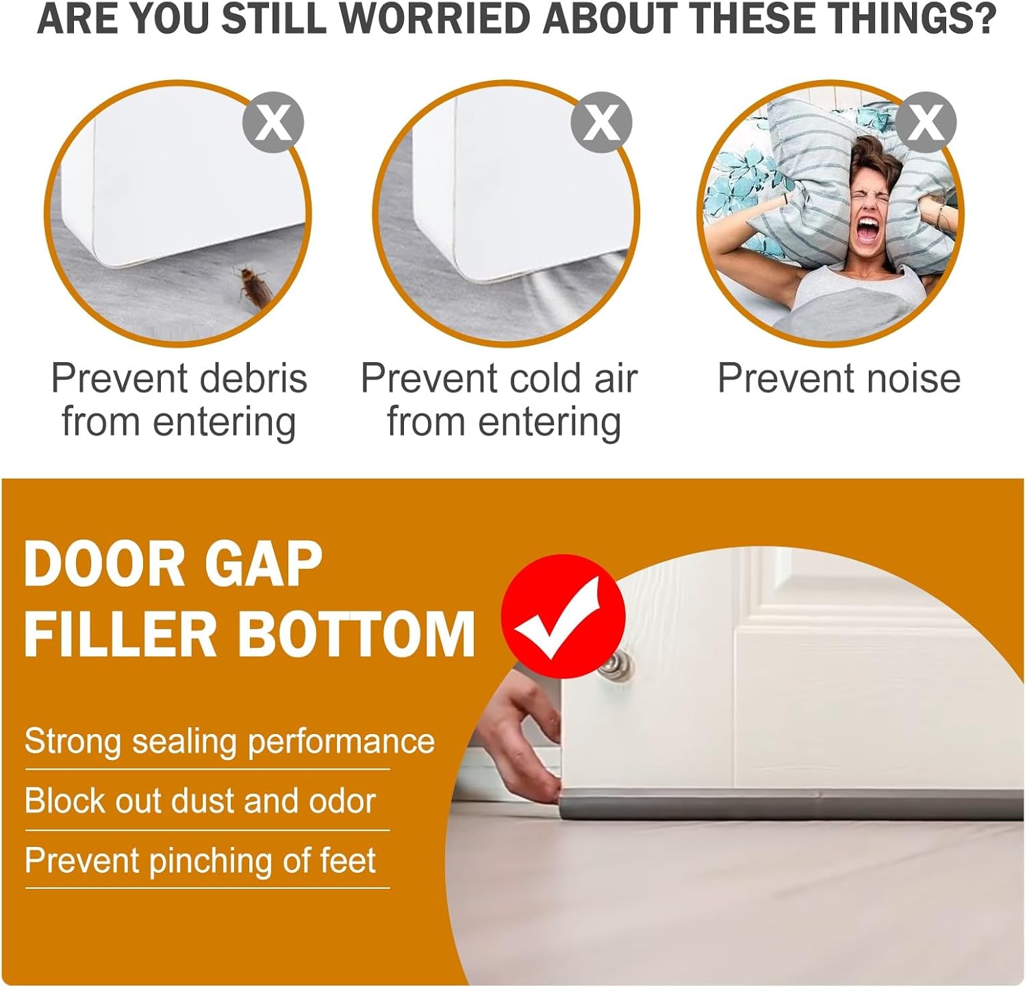 Adjustable Under Door Sound Blocker 36 in White