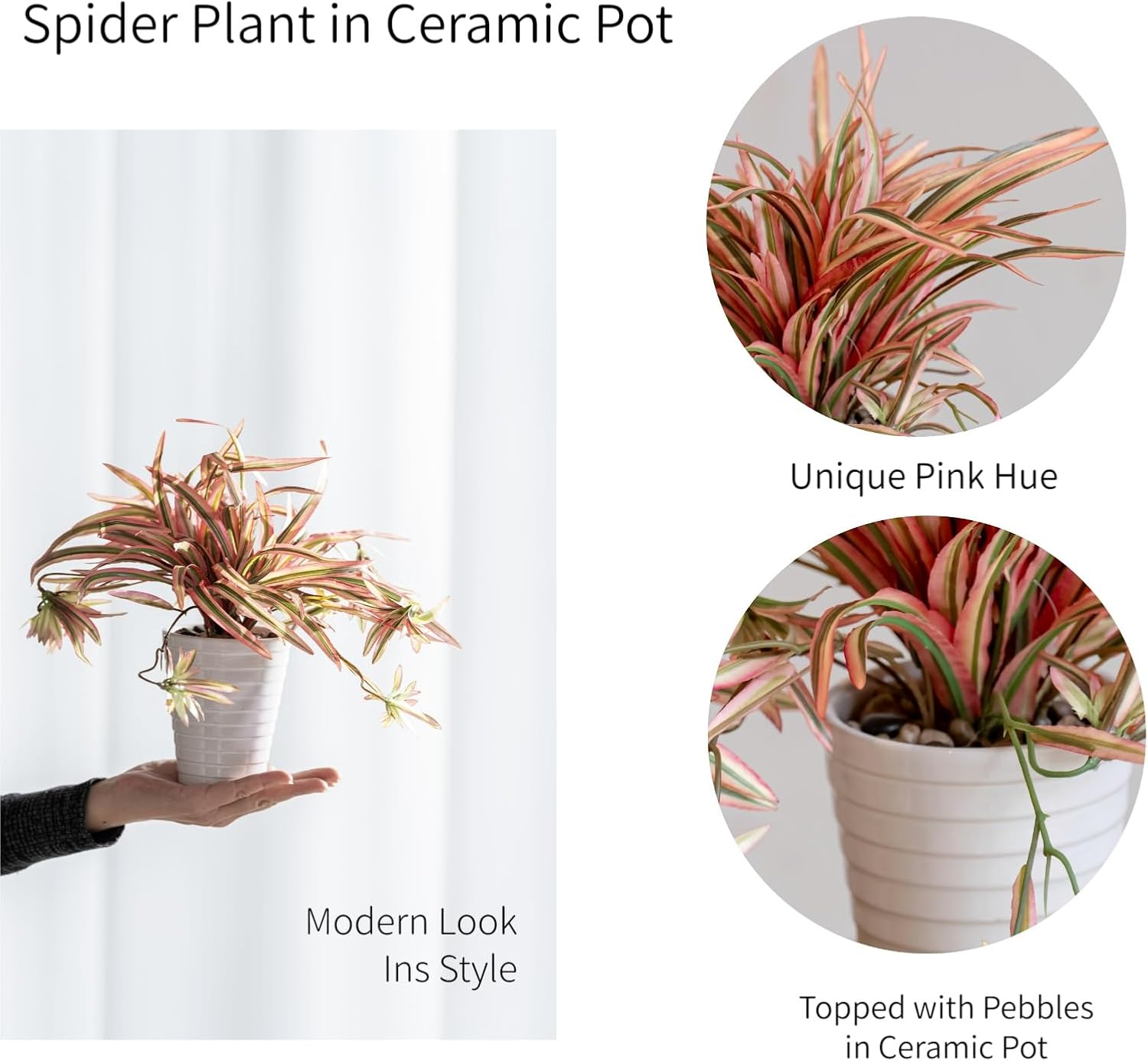 Faux Hanging Spider Plant in Pot for Indoor Decor