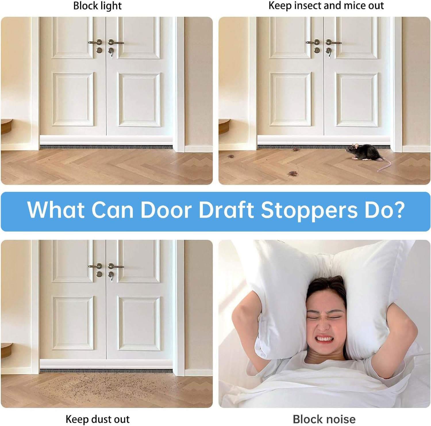 1 PCS Door Draft Stopper with Brush - 2 W x 39 L White