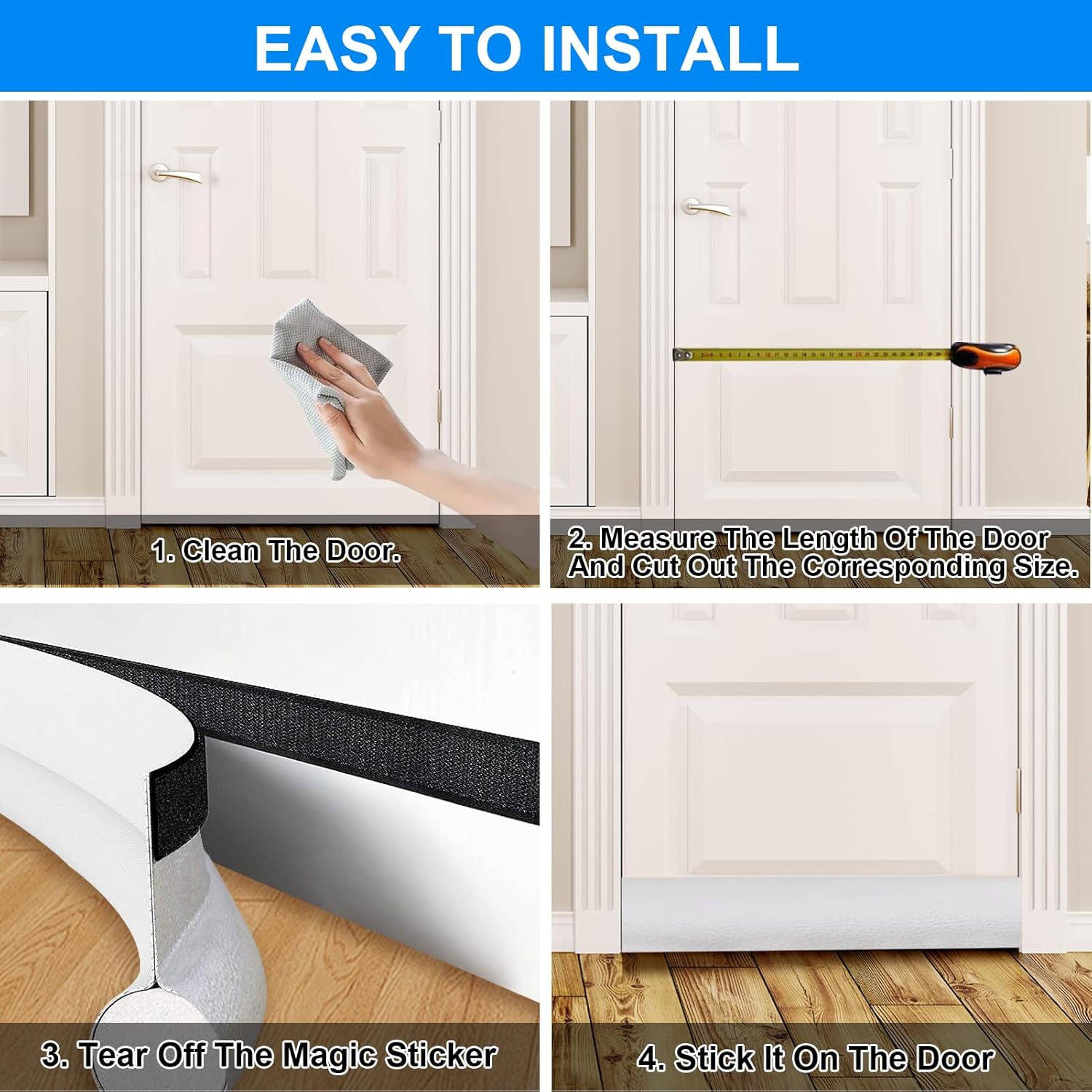 EGUARTE Door Draft Stopper 37 Inch Adjustable One Sided