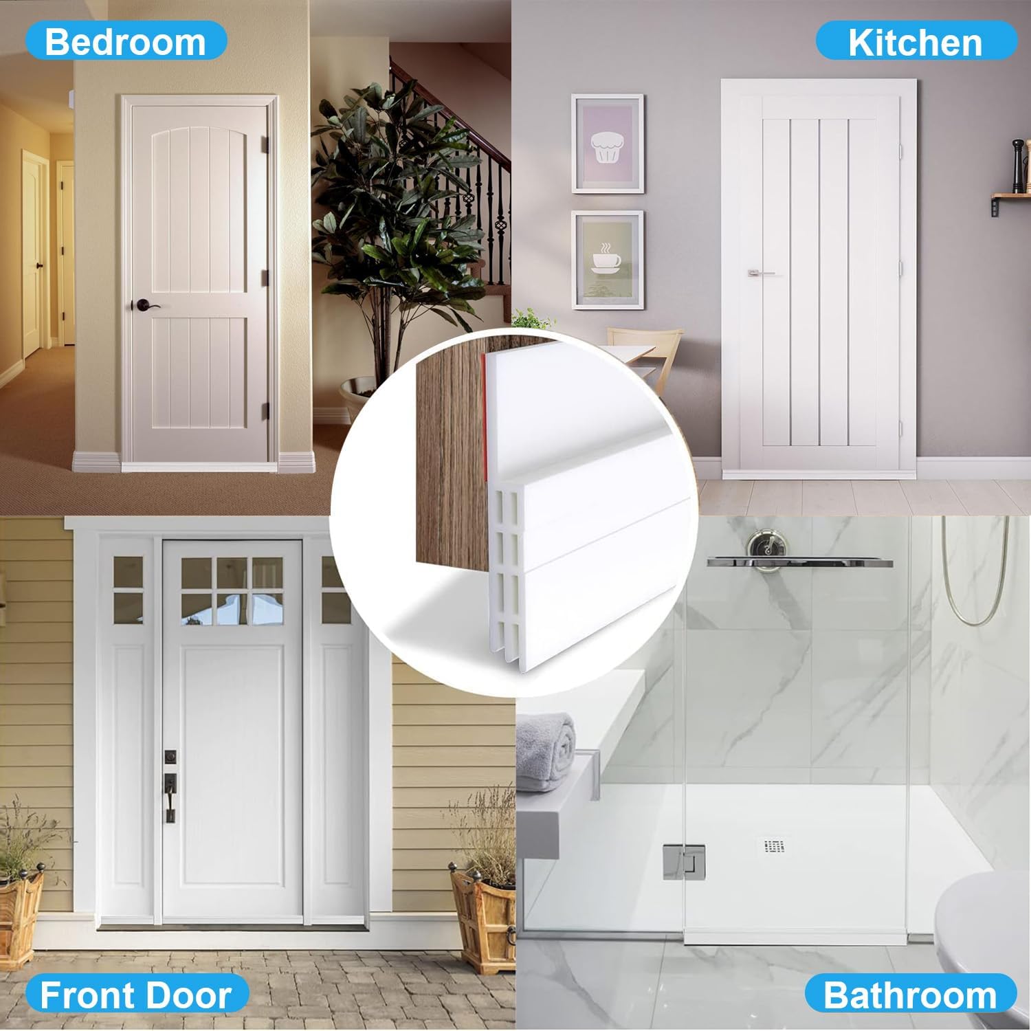 2 pcs Door Draft Stoppers for Bottom of Door Soundproof Door Sealer with Weather Stripping Insulation