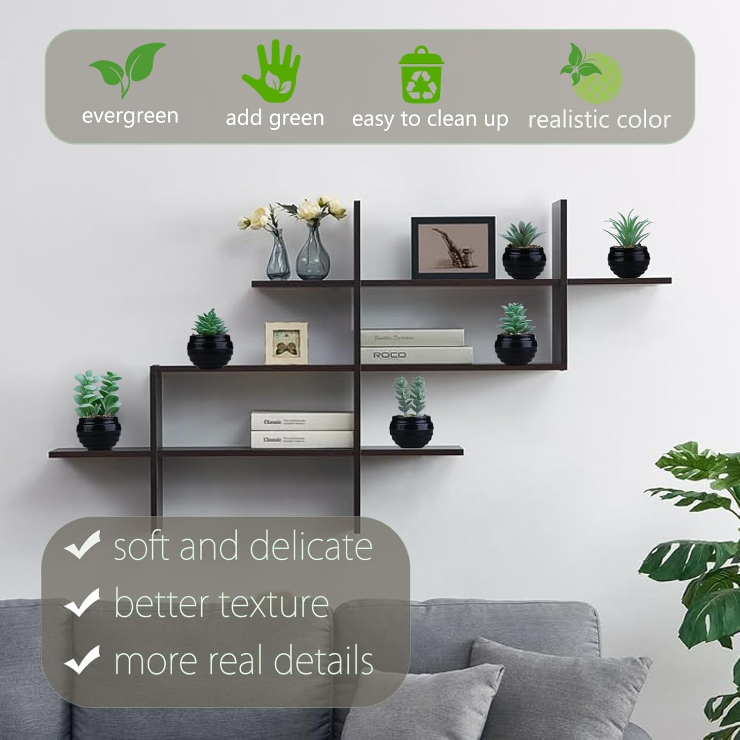 GREENTIME 6 Pcs Artificial Succulent Plants Set