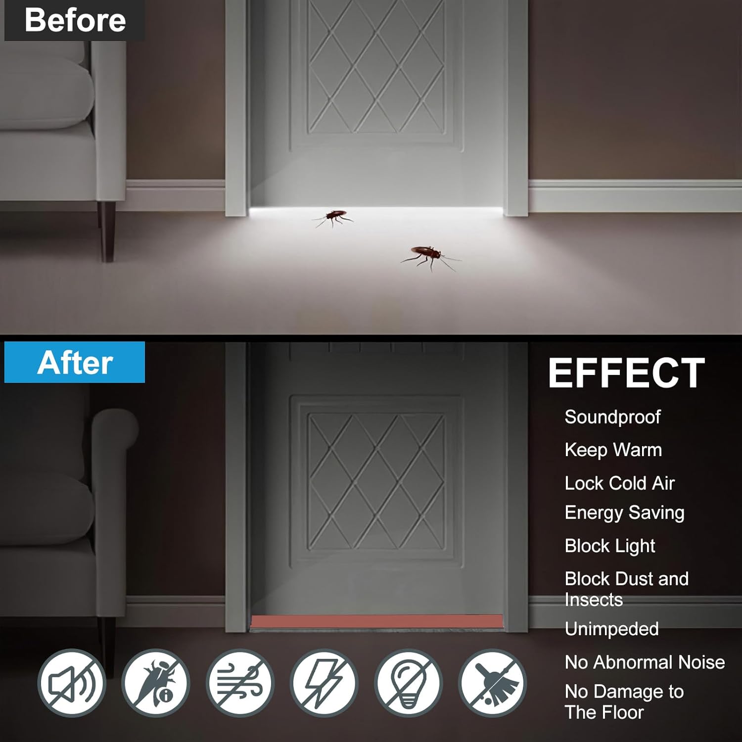 lafo Door Sweep for Bottom of Door Draft Stopper with Brush 39 L 2 W