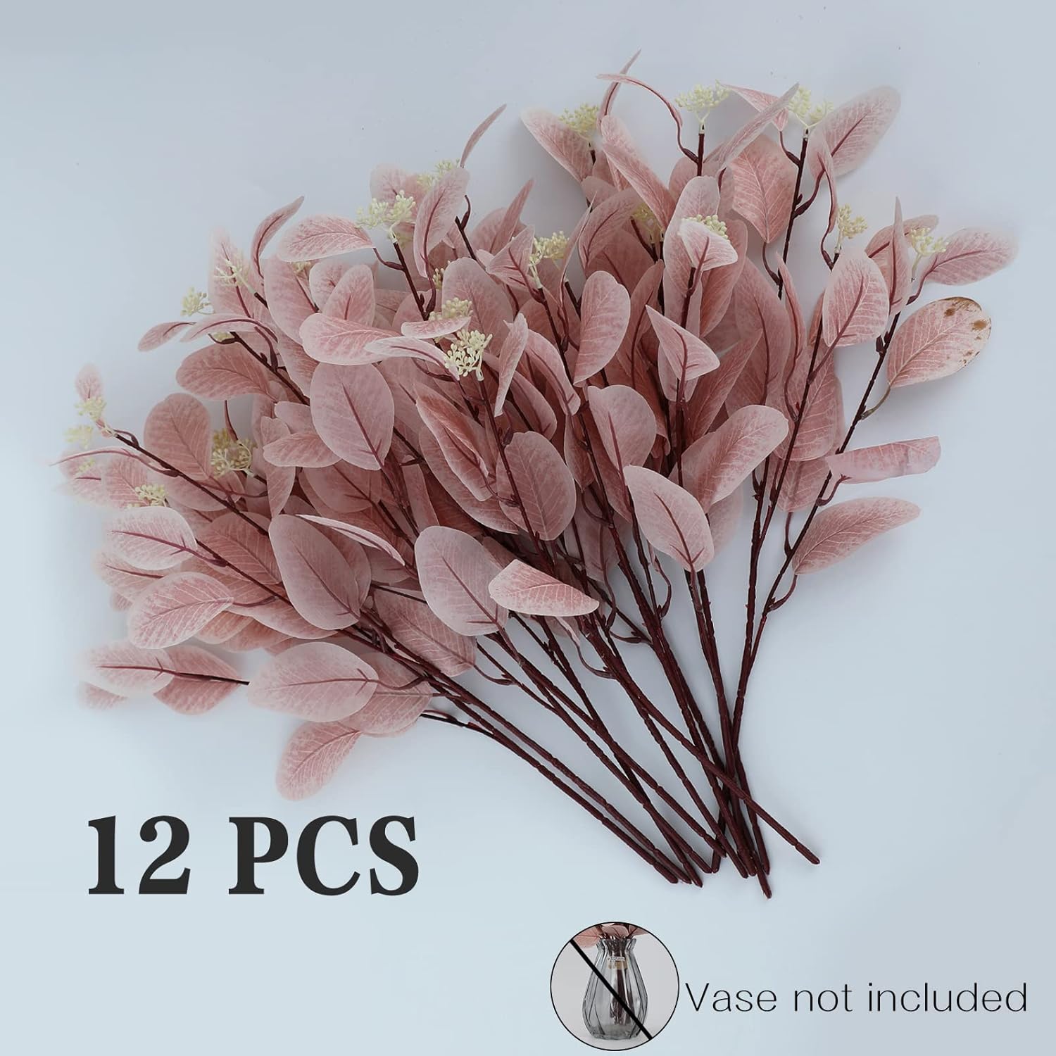 12Pcs Artificial Eucalyptus Stems with Berries for Decor