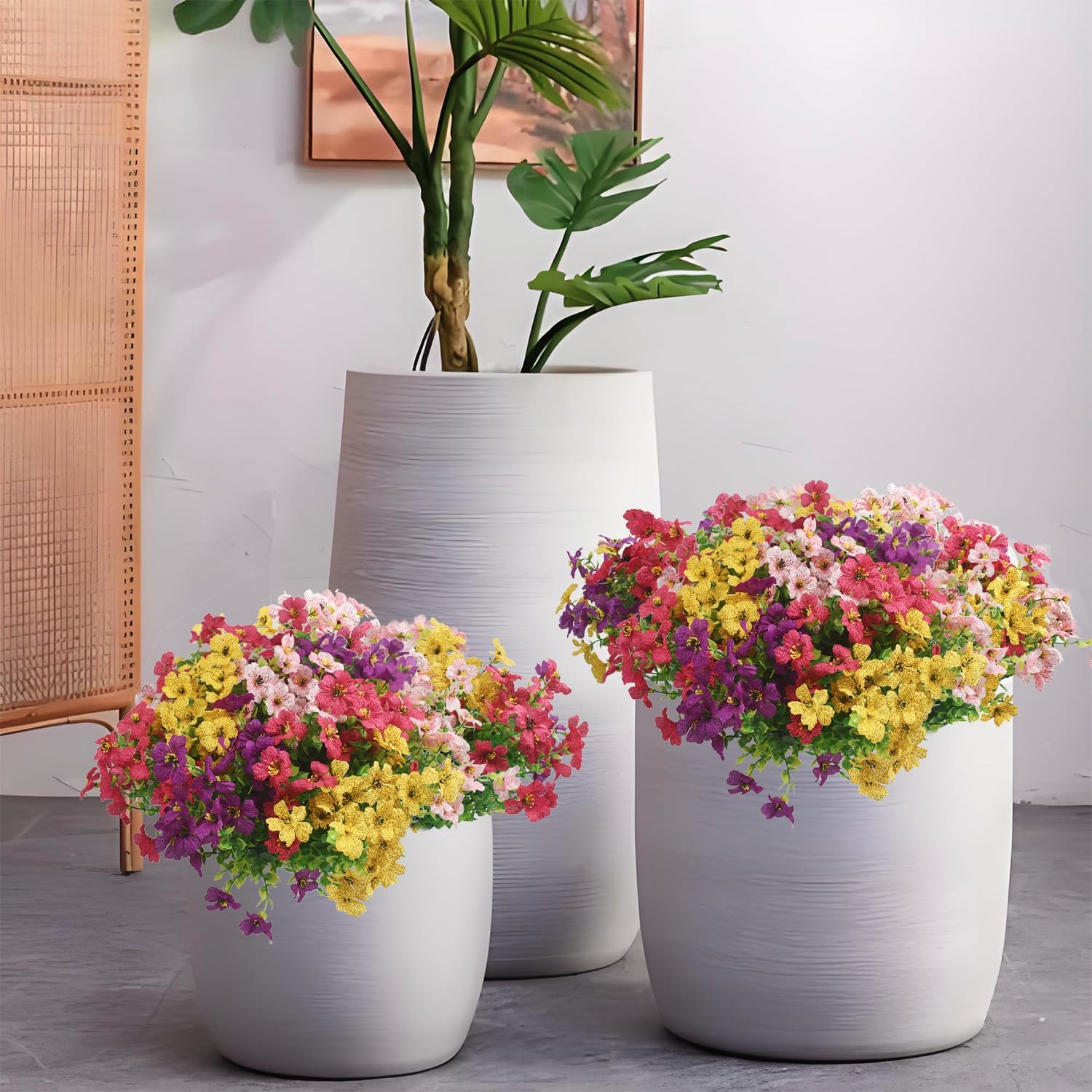 Vopie Artificial Flowers 12 Bundle UV Resistant Fake Silk Plants