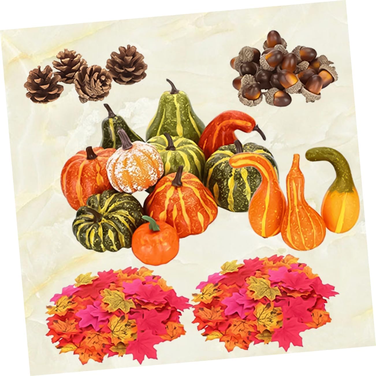 Garneck 141pcs Artificial Pumpkin and Acorn Decor for Halloween and Fall Home Decoration