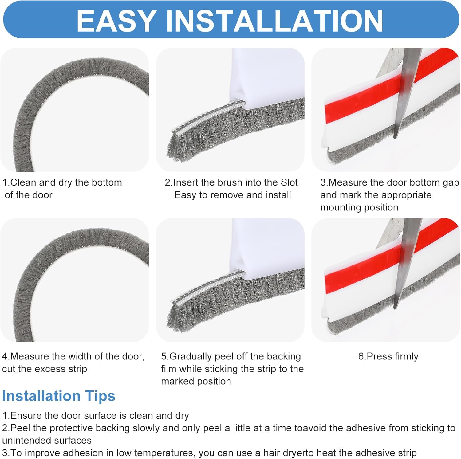 YBEATY Door Draft Stopper with Brush for Bottom Door Sealing