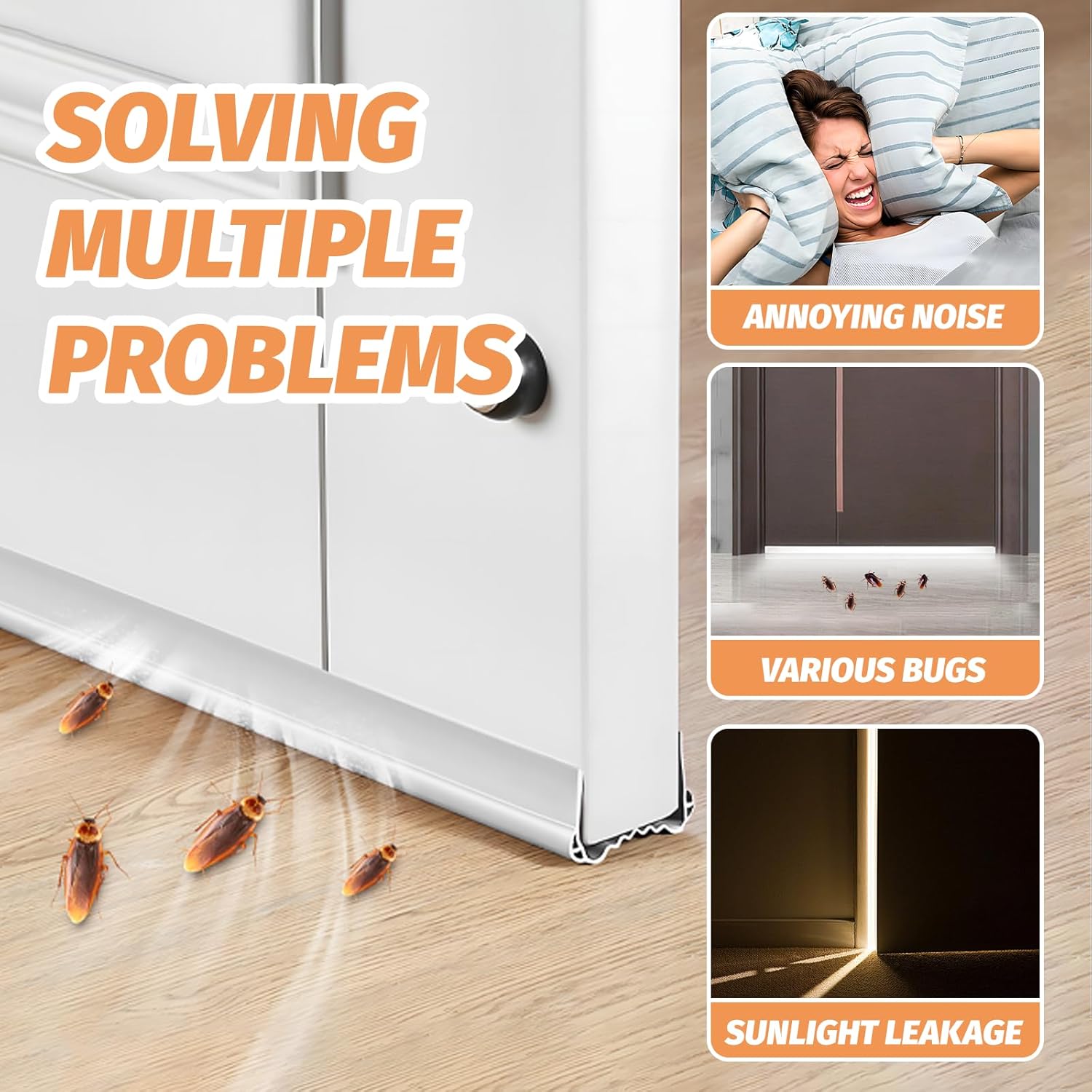 Under Door Draft Stopper Adjustable 39 Inch Cuttable PVC Door Seal