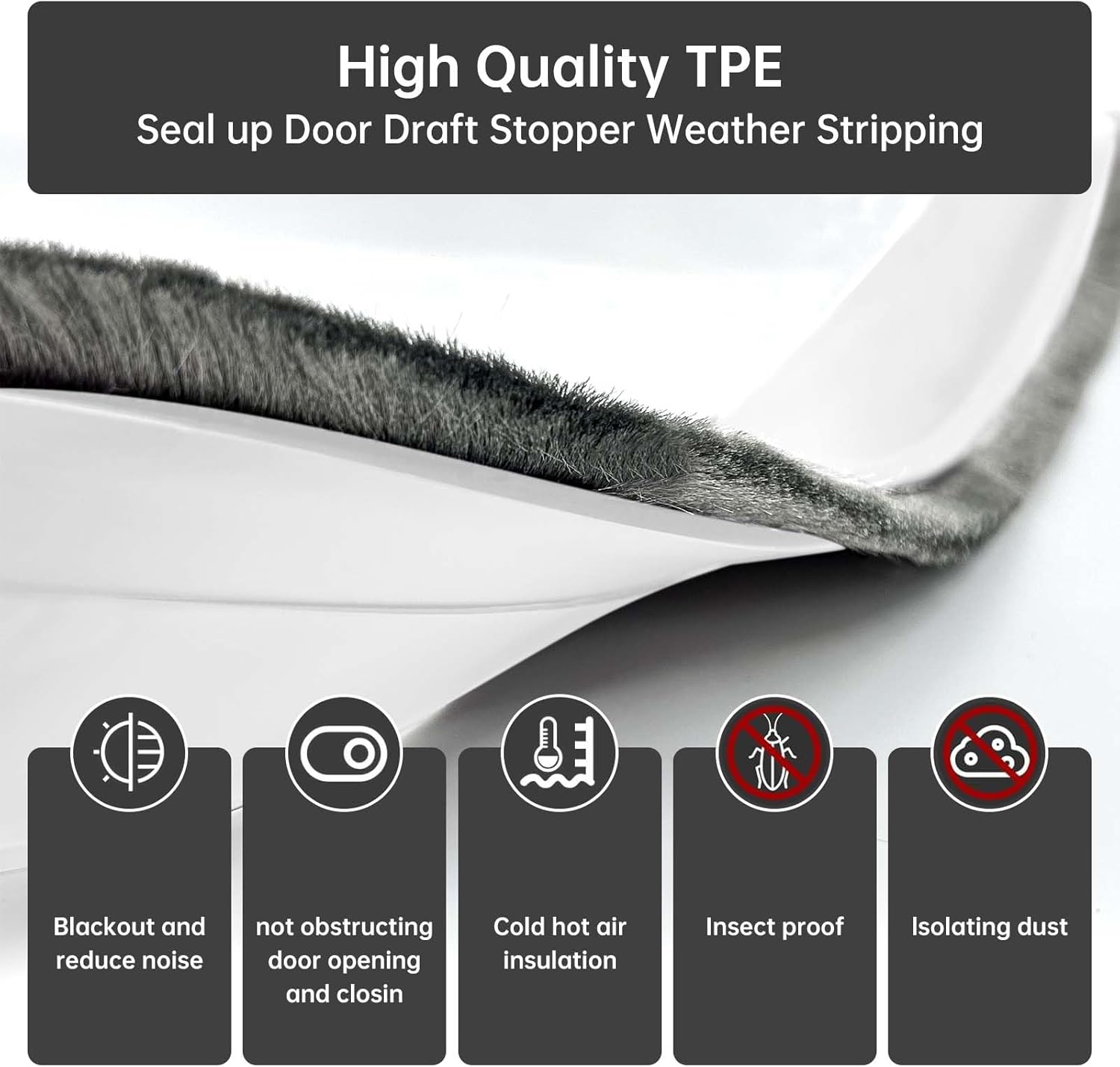 Self-Adhesive Door Sweep with Brush 3937 Inch Bottom Door Seal for Noise Dust Temperature Control