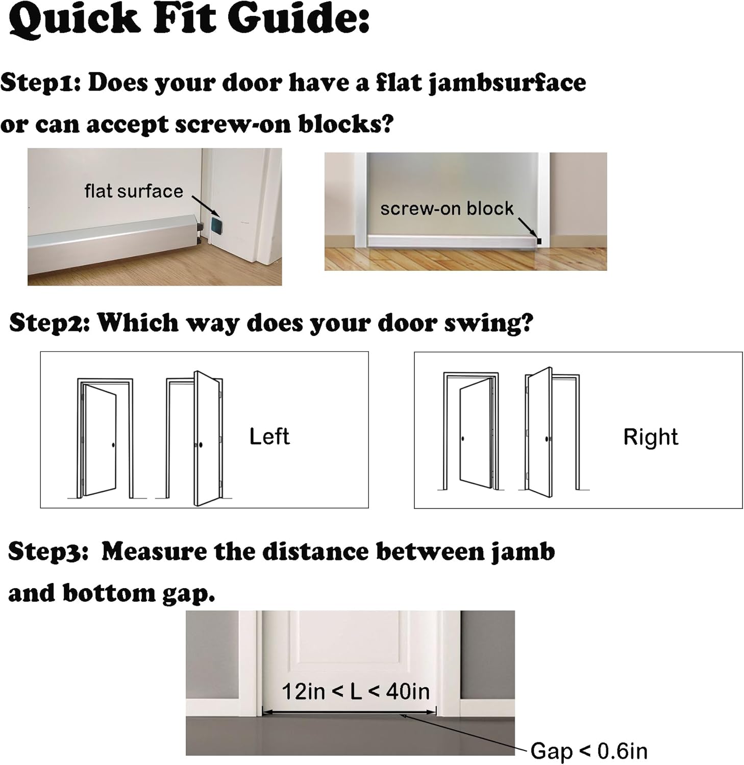 Surface Mounted Automatic Door Bottom with Peel-and-Stick Adhesive Silver Left