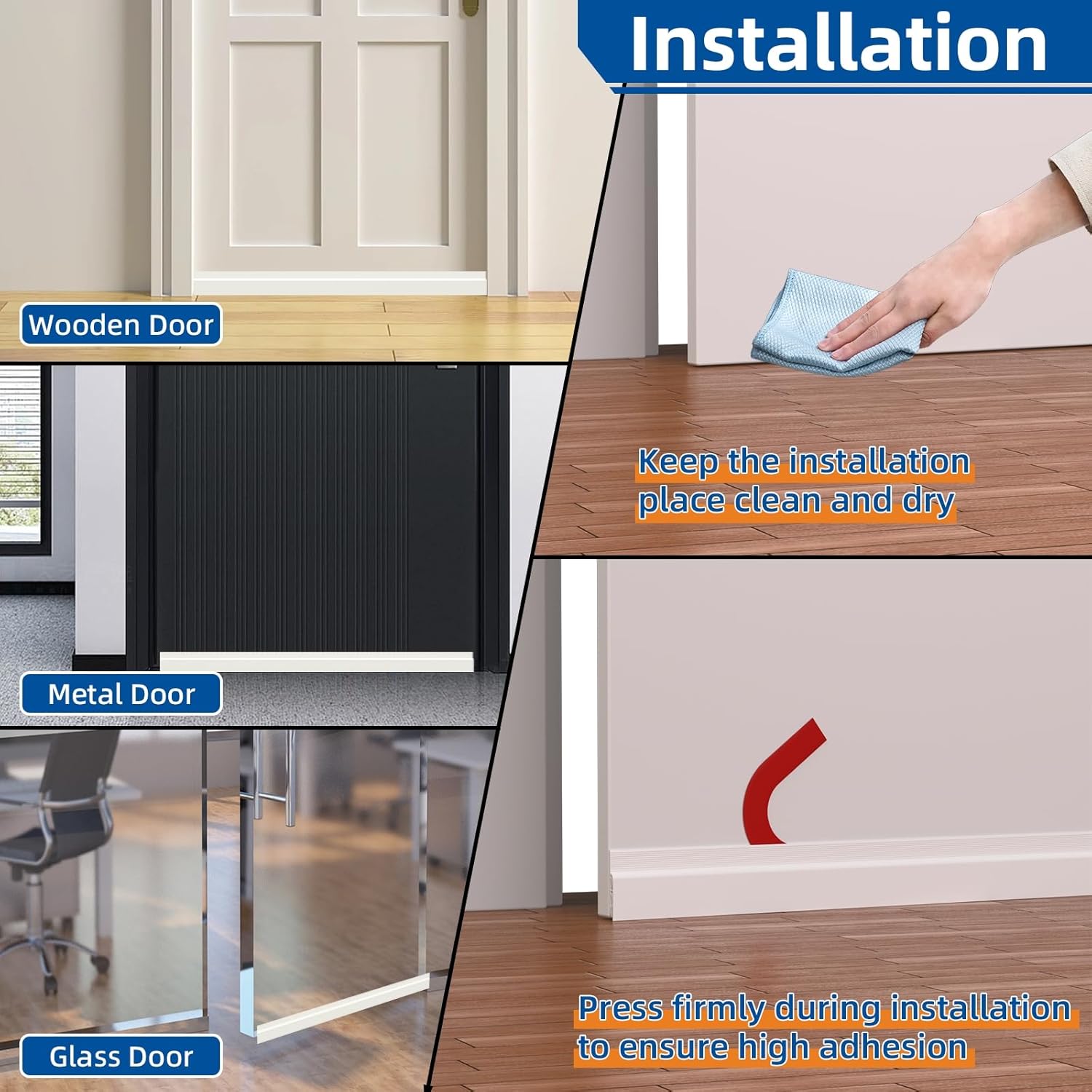 78 Inch Door Draft Stopper with Strong Adhesive
