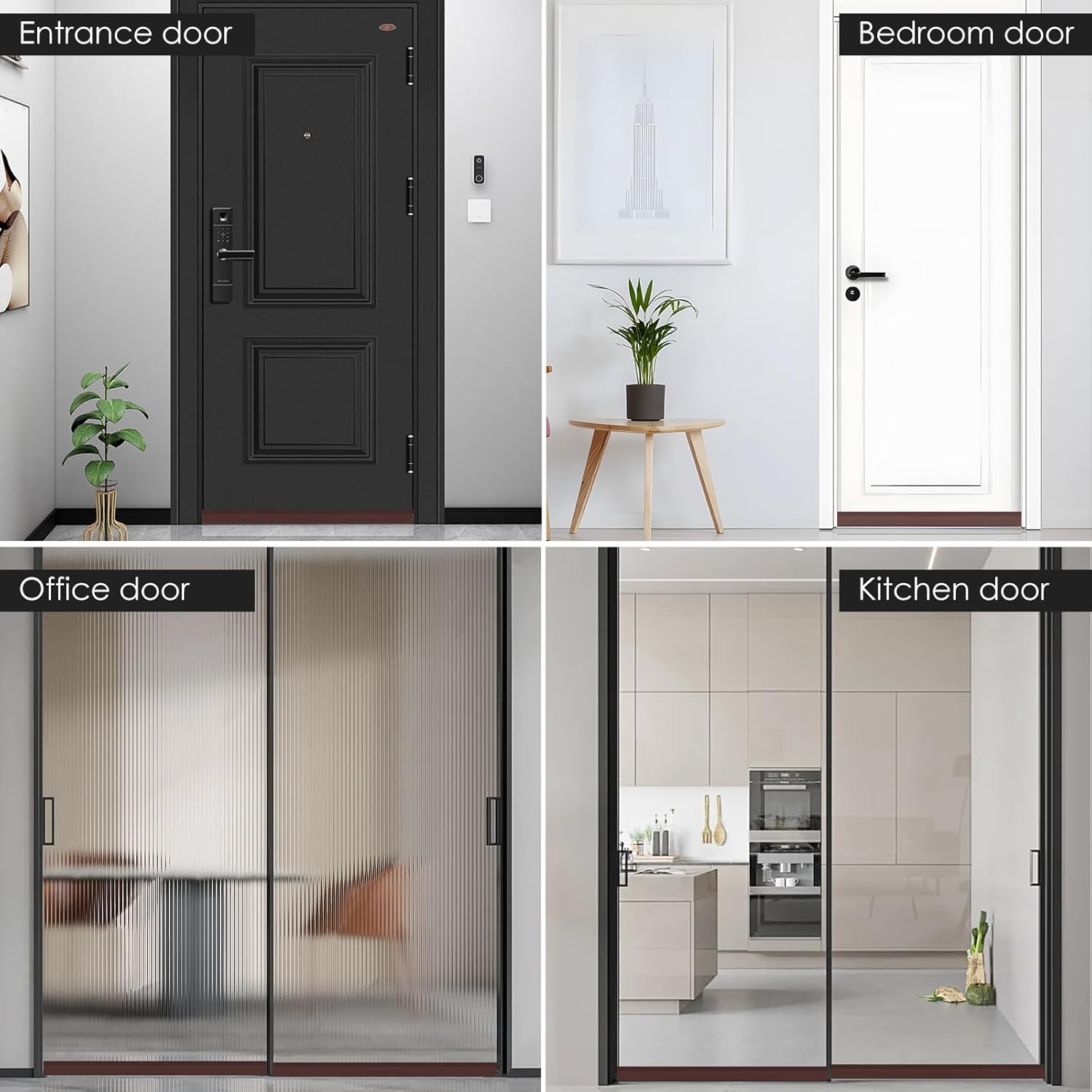 Xiaohemiao Draft Stopper 2 Pack - Silicone Door Sweep for Bottom of Door