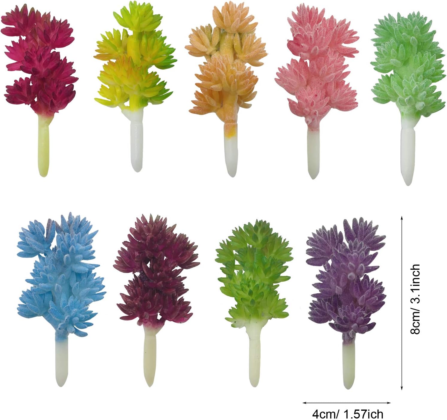 Cayway 21PCS Multicolor Plastic Succulent Plants 3 Styles Indoor Outdoor Decor